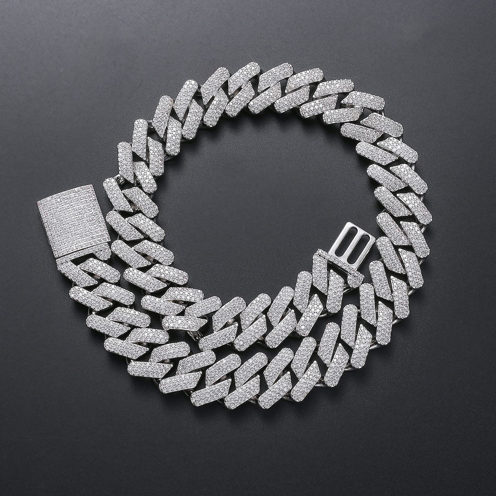 20mm LKV Gold Men's Cuban Link Chain - Iced Out Miami Cuban Necklace for Men & Women - Bling Diamond Hip Hop Jewelry - Perfect for Parties, Gifts & Streetwear Fashion