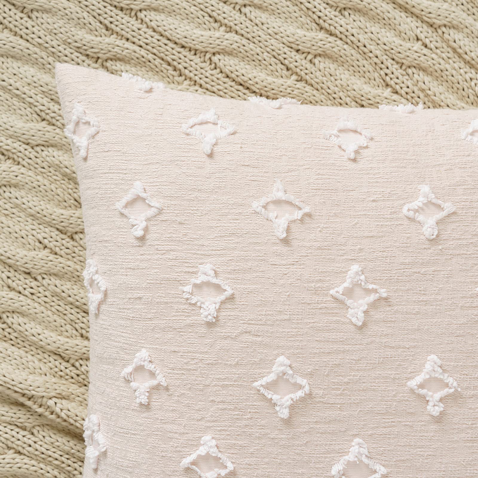 ANRODUO 2 Pack Beige Boho Decorative Throw Pillow Covers - Tufted Rhombic Jacquard Pillow Cases 12x20 Inch for Couch, Sofa, Bed & Living Room Decor - Soft & Stylish Home Accents for Cozy Boho Chic Interior Design