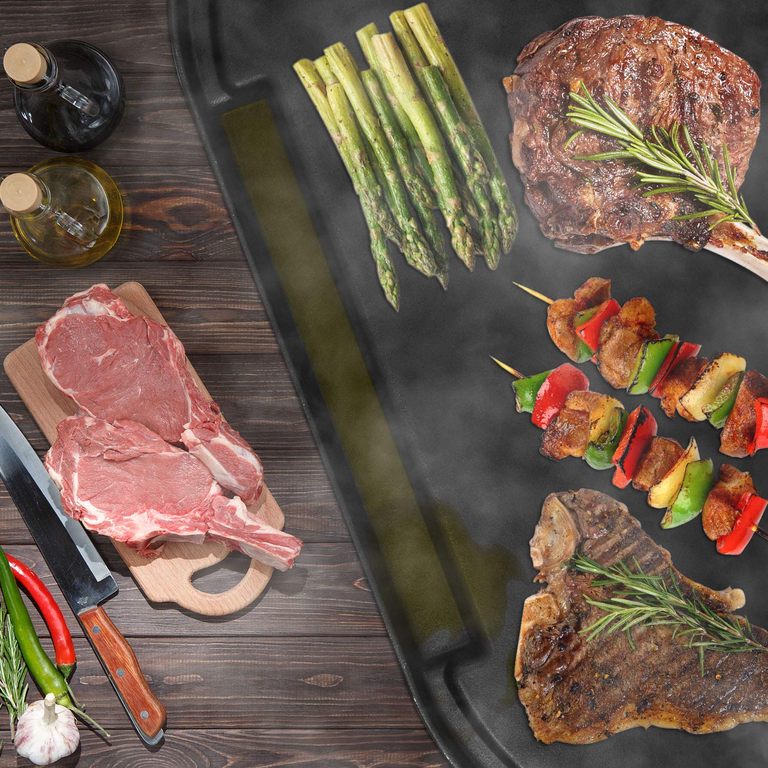 MixRBBQ Cast Iron Griddle with Carrying Bag - Compatible with Coleman RoadTrip Swaptop Grills | Nonstick Outdoor BBQ & Camping Cooking Griddle | Perfect for Backyard Grilling, Tailgating & Camping Trips