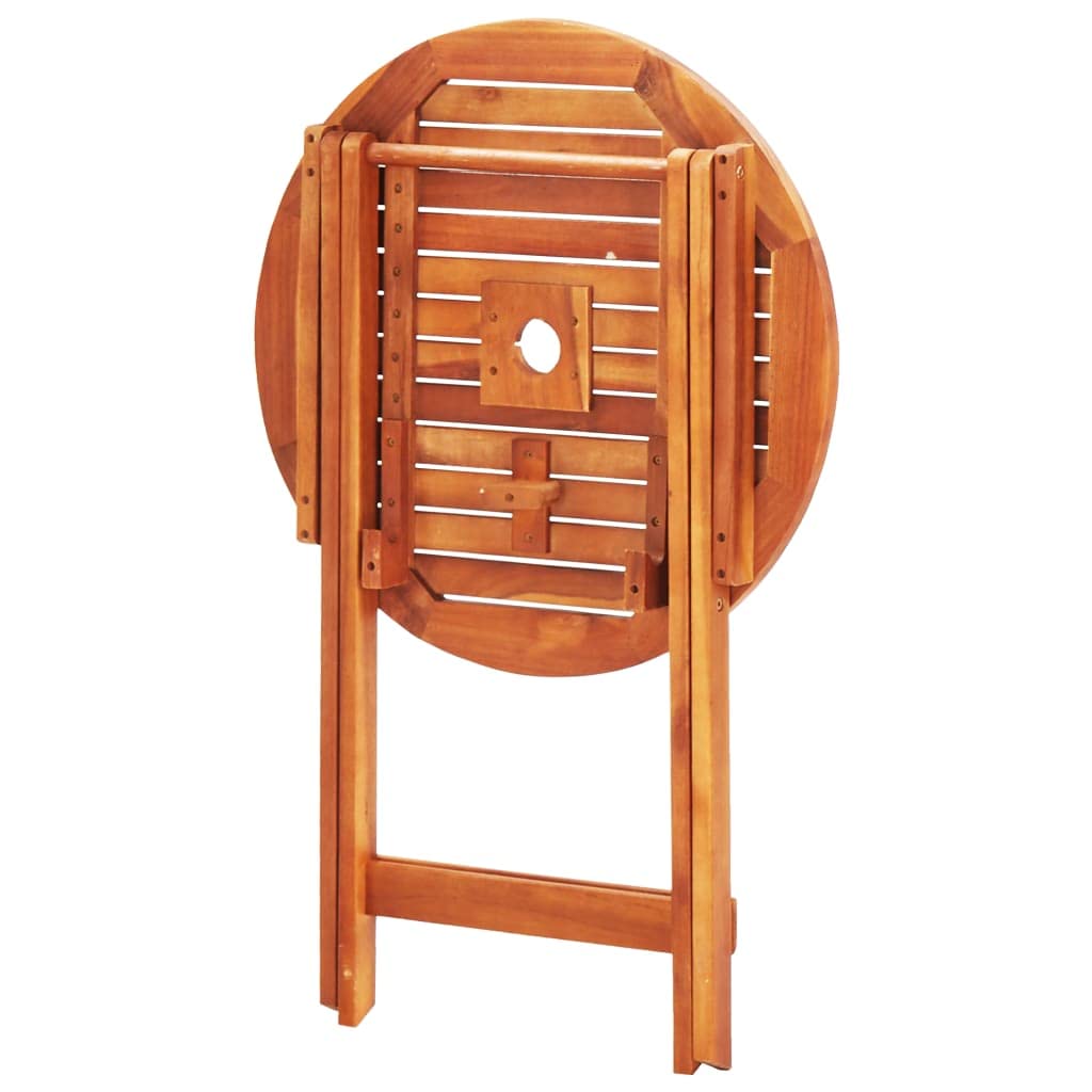CHARMMA Folding Patio Table 23.6 Inch Round Outdoor Dining Table - Solid Eucalyptus Wood, 29.5 Inch Height, 6.8KG - Perfect for Small Balcony, Garden, Backyard & Camping