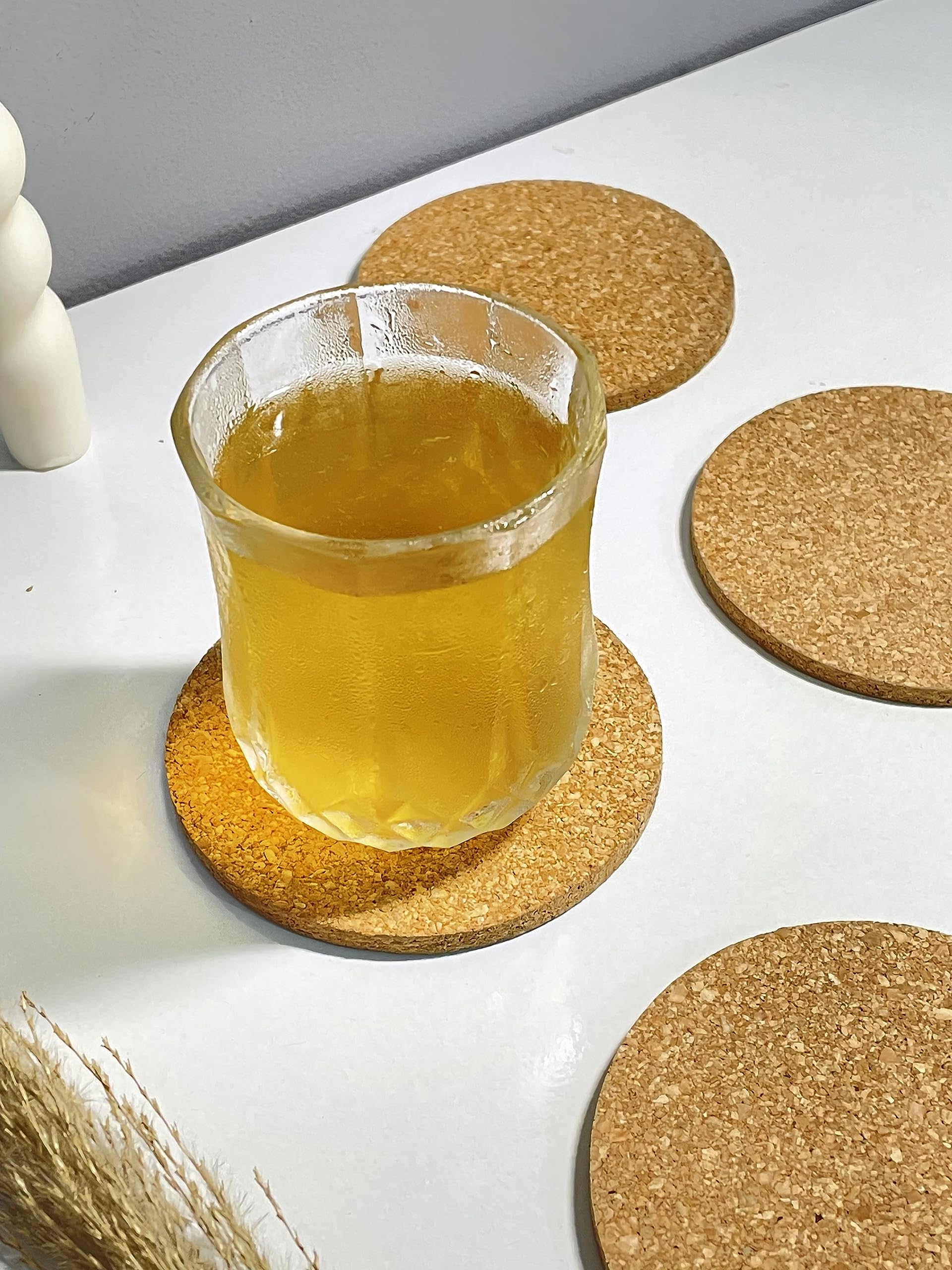 Premium Cork Coasters Set of 4 - 10x10cm Natural Wood Drink Pads for Coffee, Tea, Wine & Beer - Protect Tables from Hot & Cold Beverages - Perfect for Home, Office & Restaurant Use