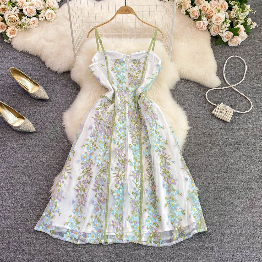 Floral Spaghetti Strap Long Summer Dress - A-Line Chiffon Swing Maxi Dress for Women | Beach Wedding, Vacation, Party & Evening Wear