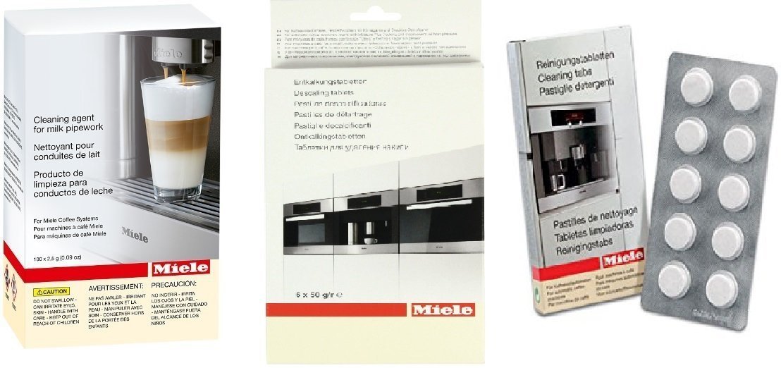 Miele Coffee Machine Cleaning Kit - 6 Descaling Tablets, 10 Cleaning Tablets & 100ml Milk Pipe Cleaner | Professional Espresso Machine Maintenance for Home & Commercial Use