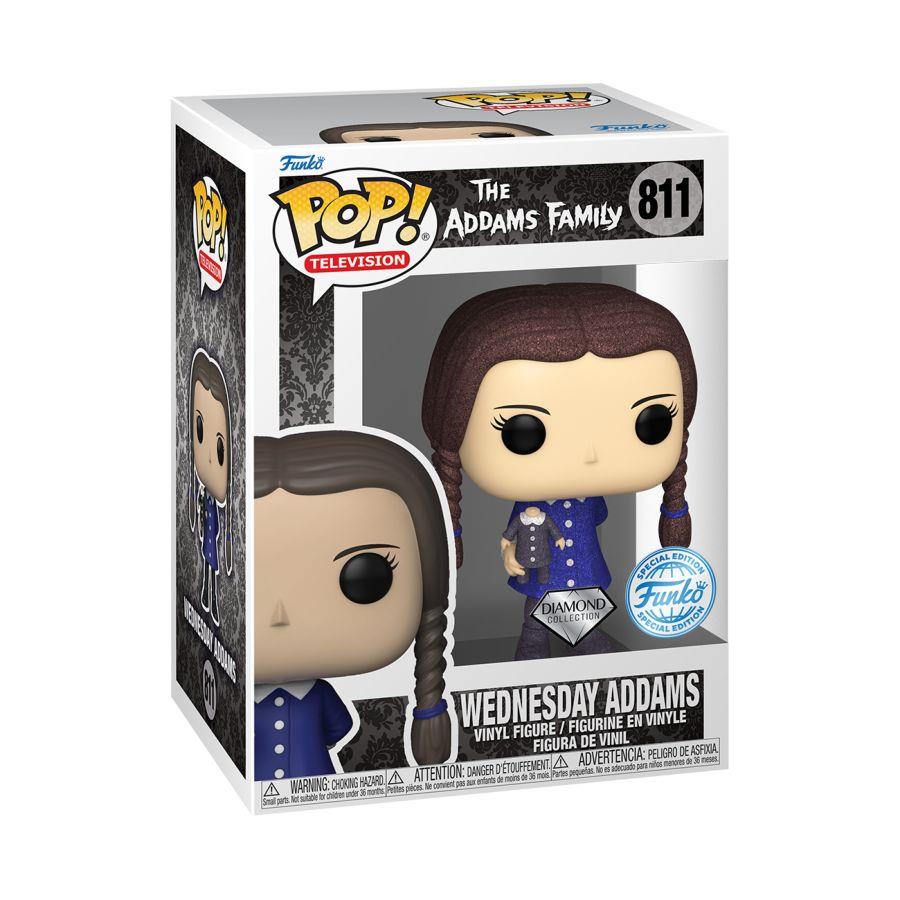 Wednesday Addams Diamond Glitter Pop! Vinyl Figure - The Addams Family TV Show Collectible - Perfect for Halloween Decor, Gift Giving & Pop Culture Fans