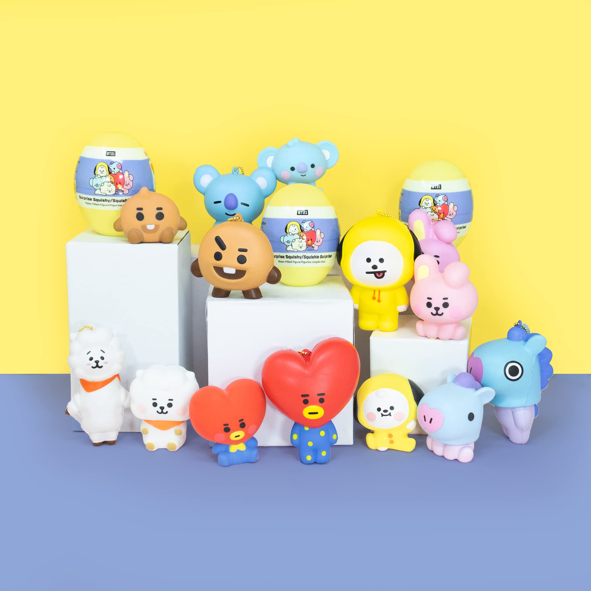 BT21 Collectible Keychain & Water Filled Squishy Toy Set - KOYA Character & Random Baby Surprise Capsule | Cute Anime Merchandise for BTS Fans, Kawaii Desk Decor & Stress Relief Gifts