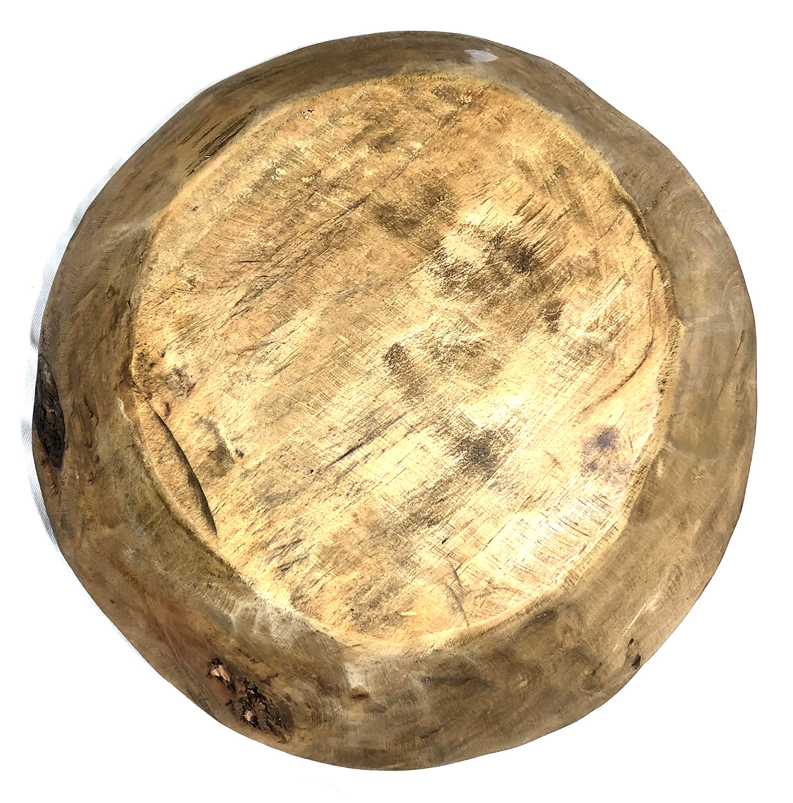 Handmade Round Rustic Wooden Dough Bowl - Natural Wood Batea for Baking, Serving & Home Decor - Perfect for Bread Making, Charcuterie Boards & Farmhouse Style Centerpieces