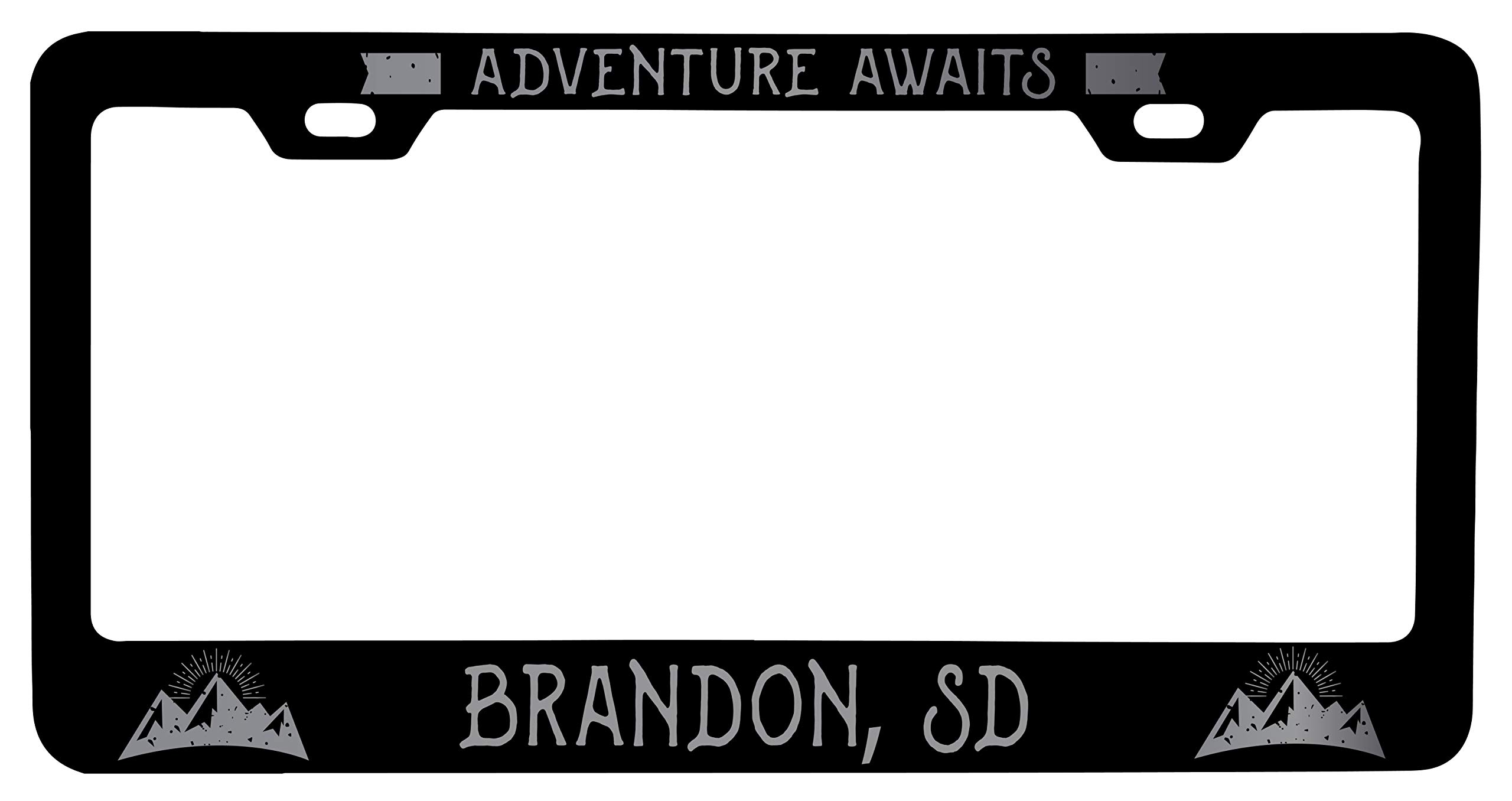 Brandon South Dakota Laser Engraved Black Metal License Plate Frame - Personalized Car Accessory for Vanity & Customization (Fits Most Vehicles)