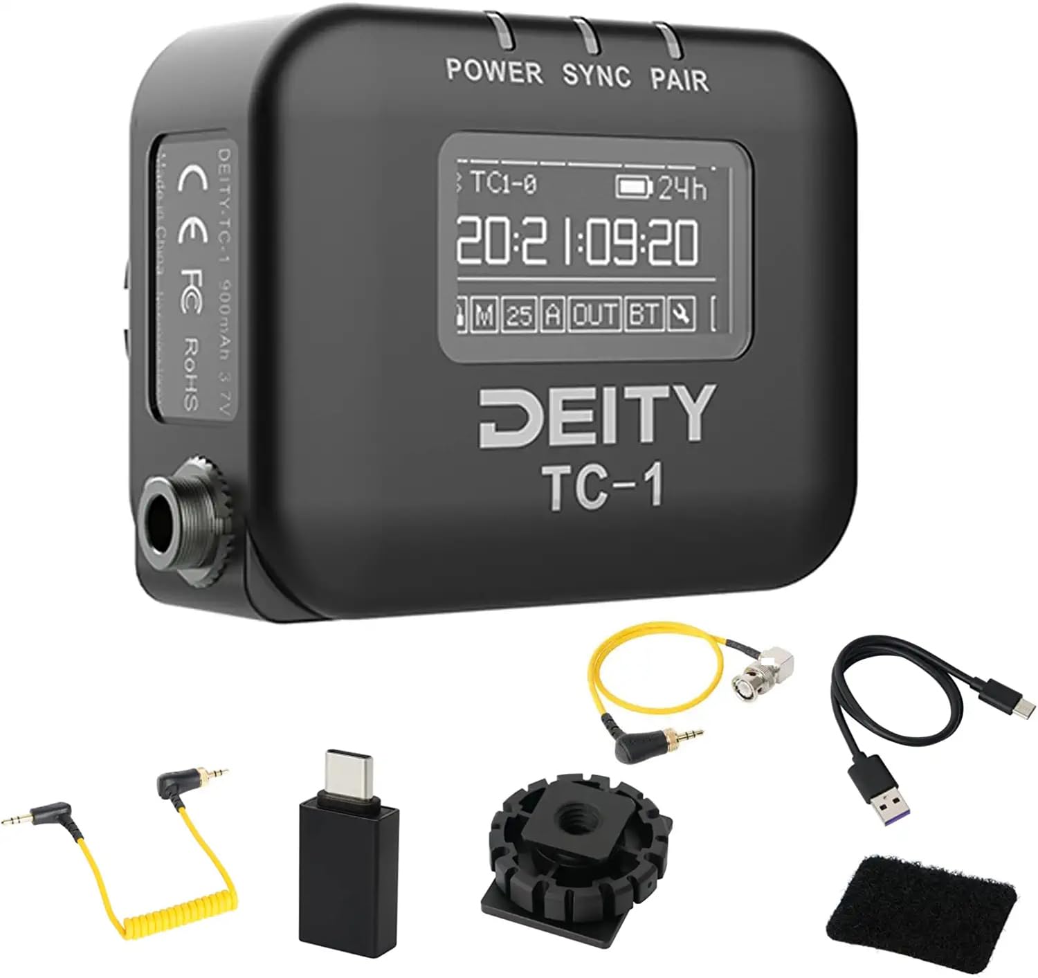 Deity TC-1 Wireless Timecode Box - 2.4G Radio Sync with 0.5ppm Accuracy, 8-Channel Bluetooth 5.0, 250ft Range & APP Control - Perfect for Film Production, Live Events, and Multi-Camera Video Sync