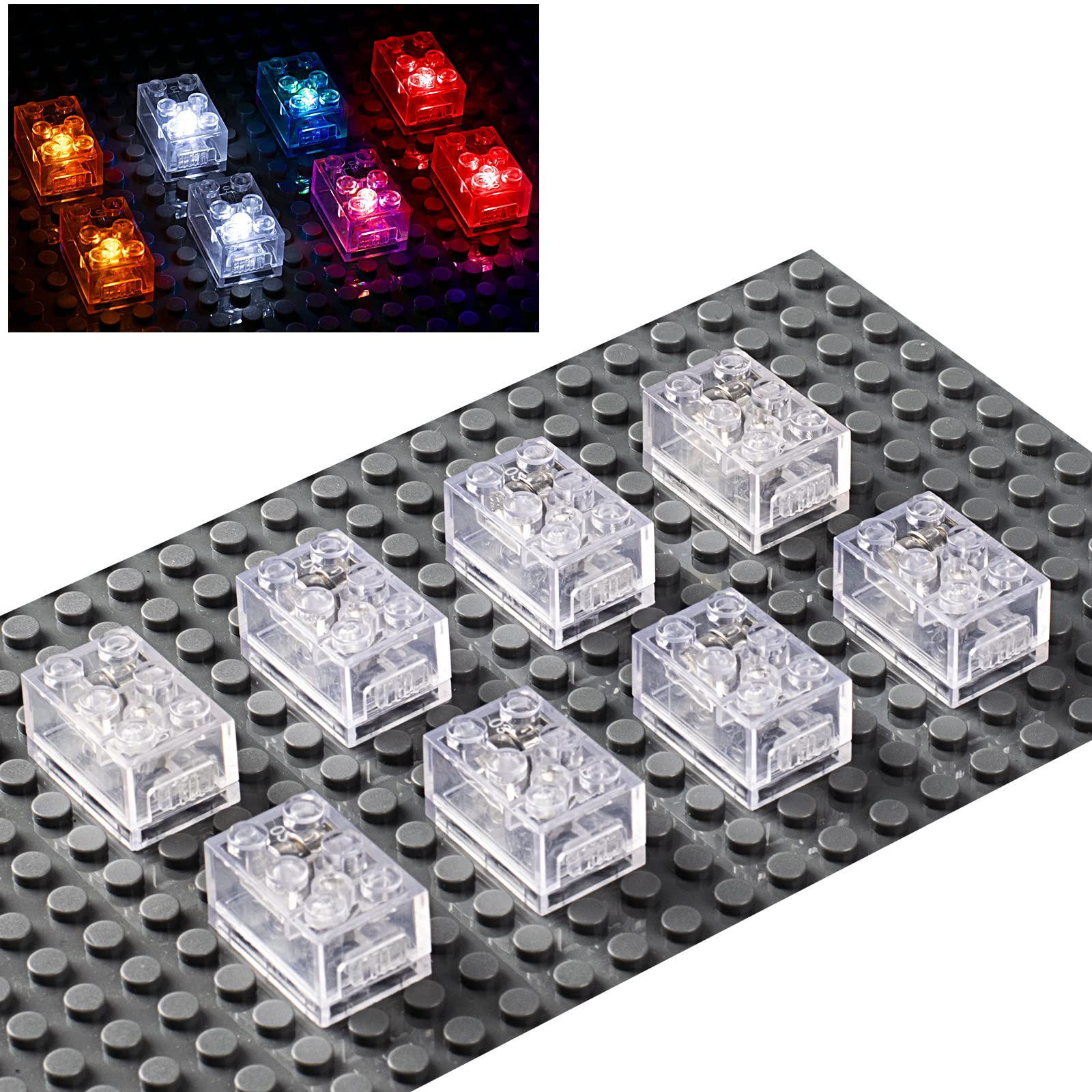 LED Light Up Building Bricks - Multicolor Transparent 2x2 2x3 Blocks Set with Classic Design | Compatible with Lego & Major Brands | Perfect for Nighttime Play, Room Decor & Creative DIY Projects