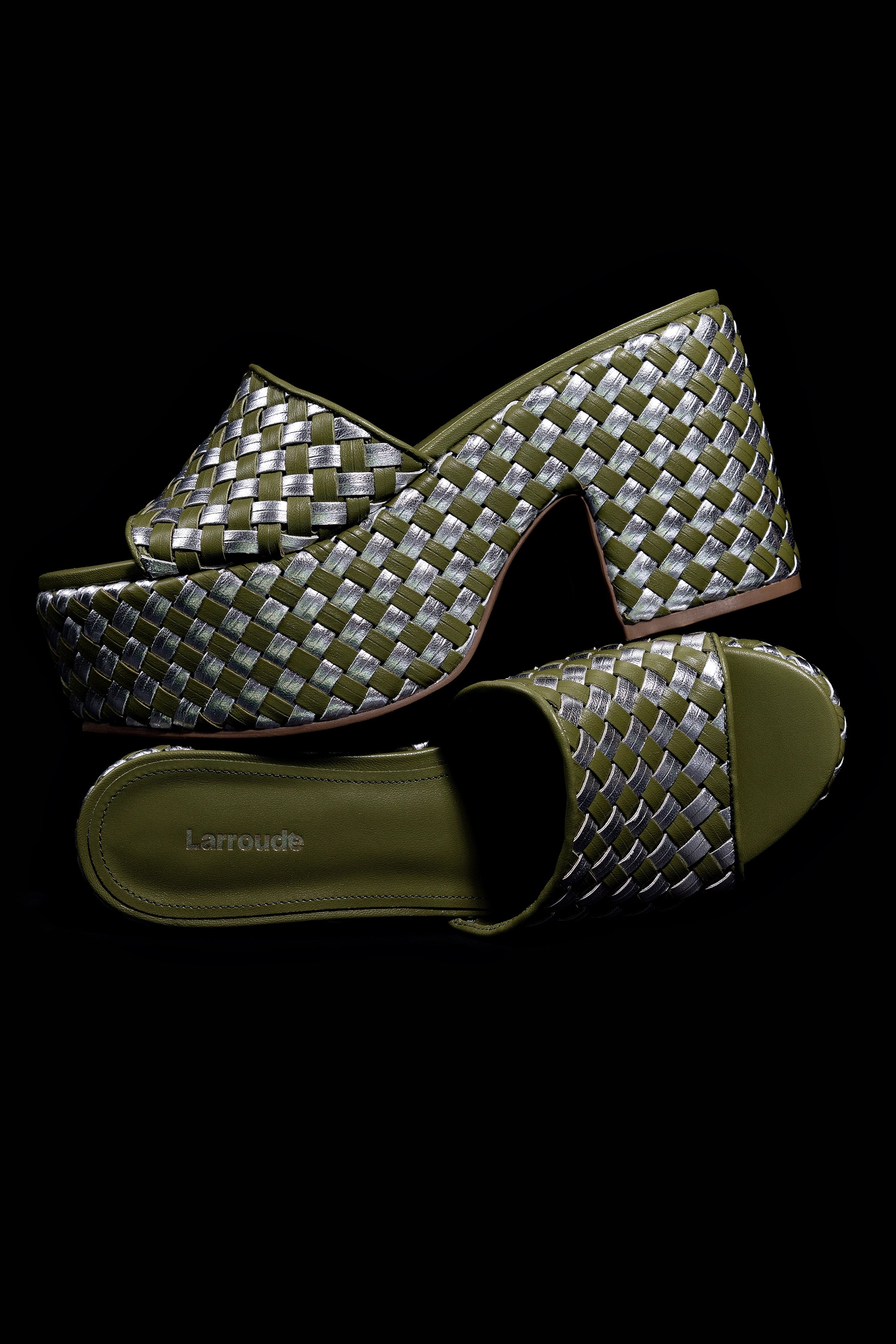 Eco-Friendly Miso Platform Sandals - Vegan Seaweed Leather & Silver Metallic Leather Women's Shoes for Summer Beach & Casual Outings