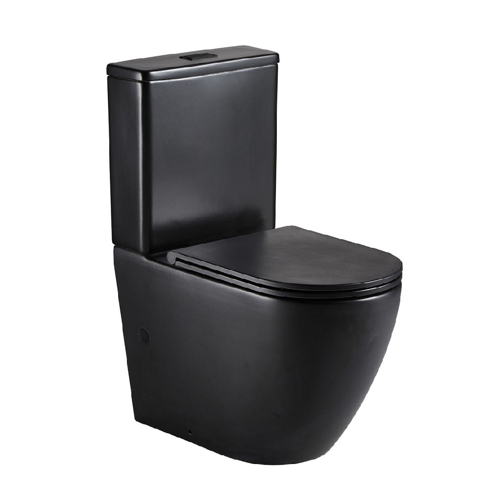 Fienza K002MBB Koko S-Trap 160 230mm Toilet Suite in Matte Black - Modern Water-Saving Bathroom Fixture for Small Spaces & Apartments