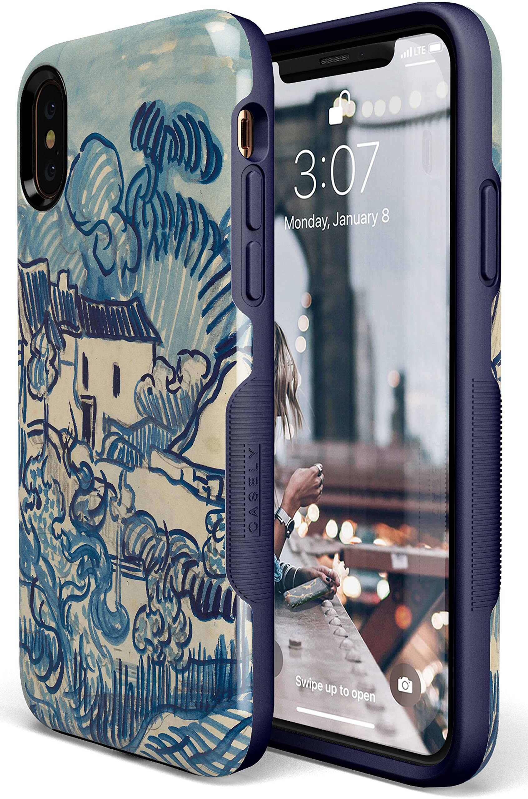 Van Gogh Landscape with Houses iPhone Xs Max Case - Premium Protective Phone Cover for iPhone Xs Max | Artistic Painting Design, Slim Fit, Shockproof | Perfect for Travel, Work & Everyday Use
