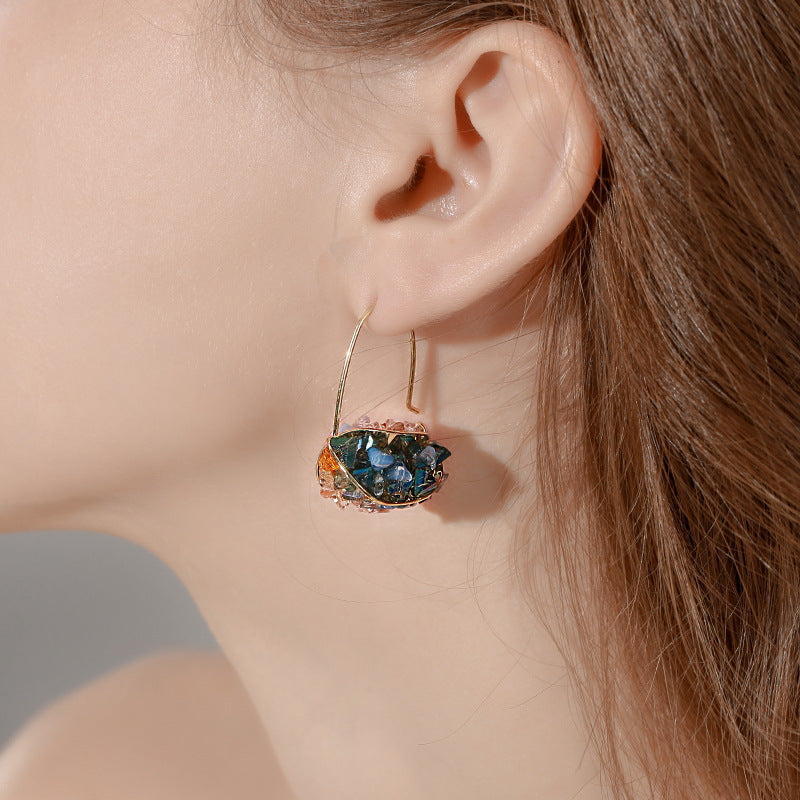 Luxury Two-Tone Crystal Hoop Wire Earrings for Women - Elegant Gold & Silver Dangle Earrings | HE11523 | Perfect for Parties, Weddings & Special Occasions