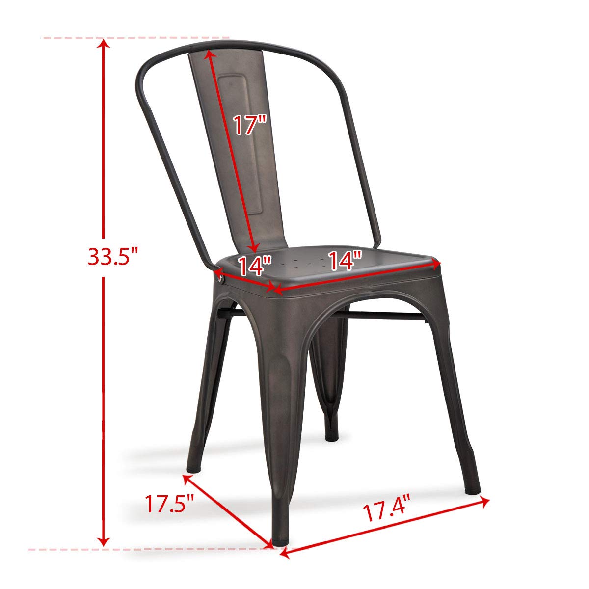 4-Pack Stackable Metal Dining Chairs with Copper Finish - Modern Kitchen & Dining Room Seating for Home, Restaurant, and Office Use