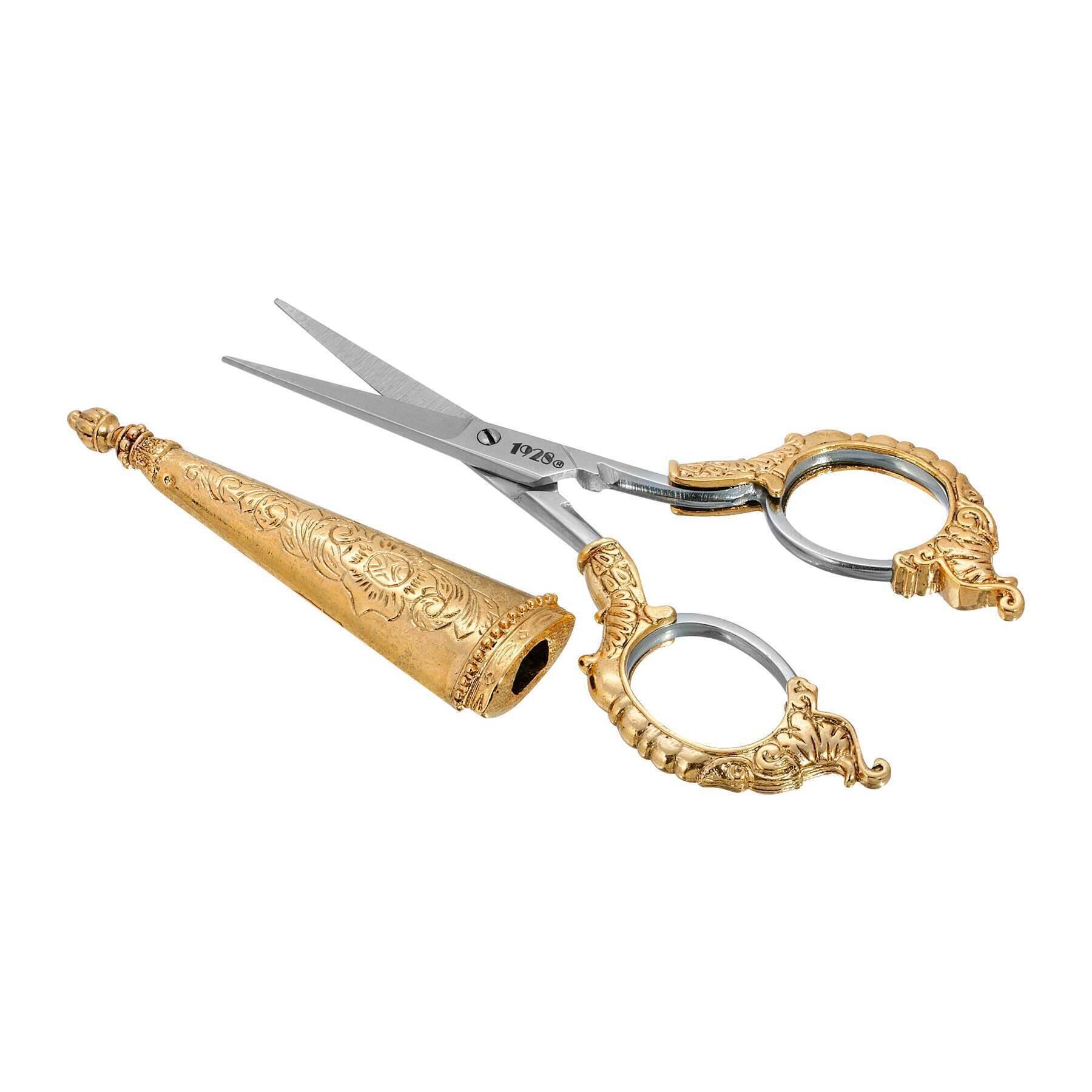 Vintage 1928 Jewelry Manor House Two-Tone Purple & Pink Floral Decal Small Scissors - Perfect for Crafting, Scrapbooking & DIY Projects