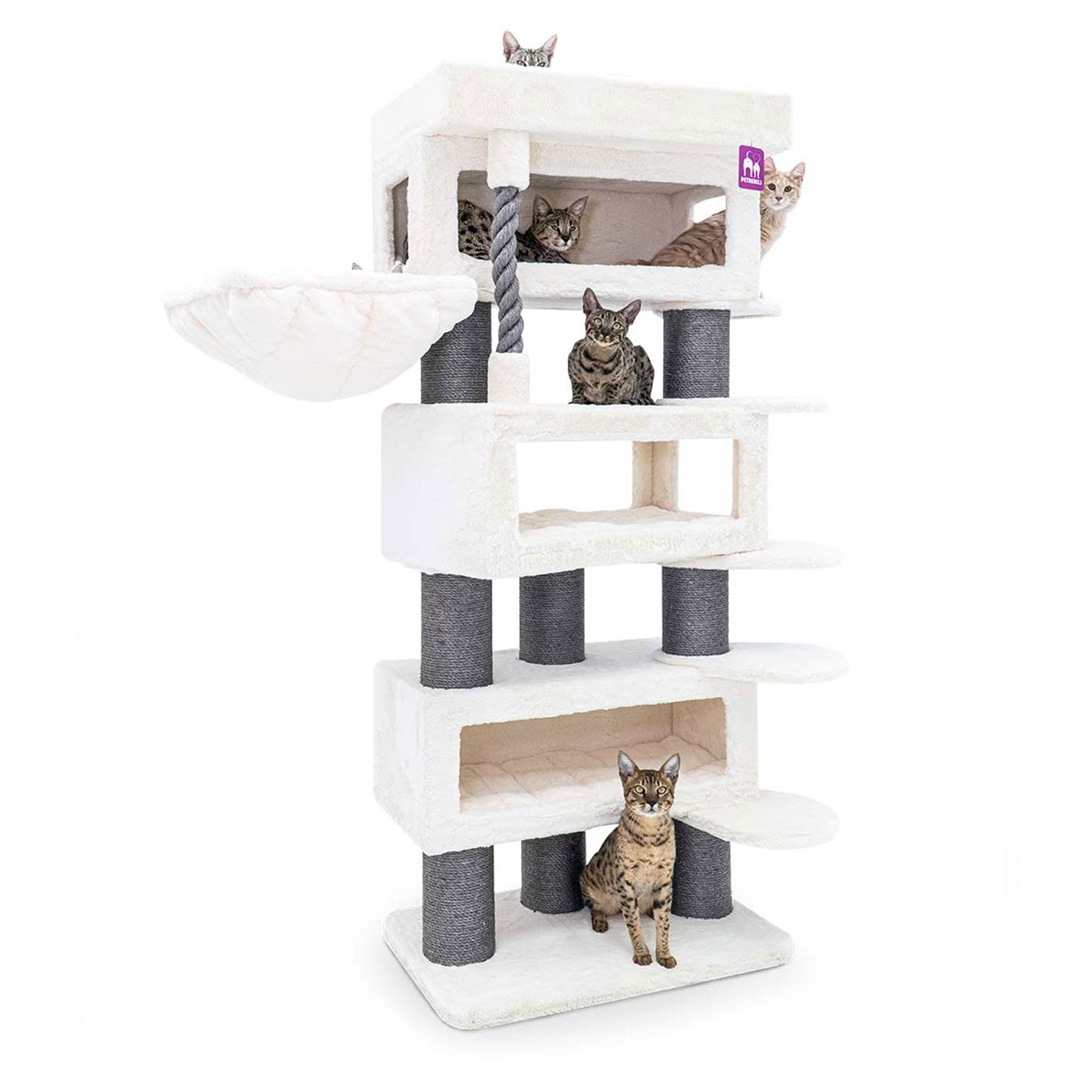Lucky Rebels Interstate 187cm Cat Tree - Large Multi-Level Cat Condo with Scratching Posts & Perches for Indoor Cats | Perfect for Play, Rest & Climbing in Home or Apartment