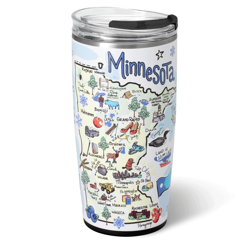 22oz Minnesota Tumbler - Insulated Stainless Steel Travel Mug with Lid & Straw - Perfect for Coffee, Tea & Cold Drinks at Home, Office or Outdoor Adventures