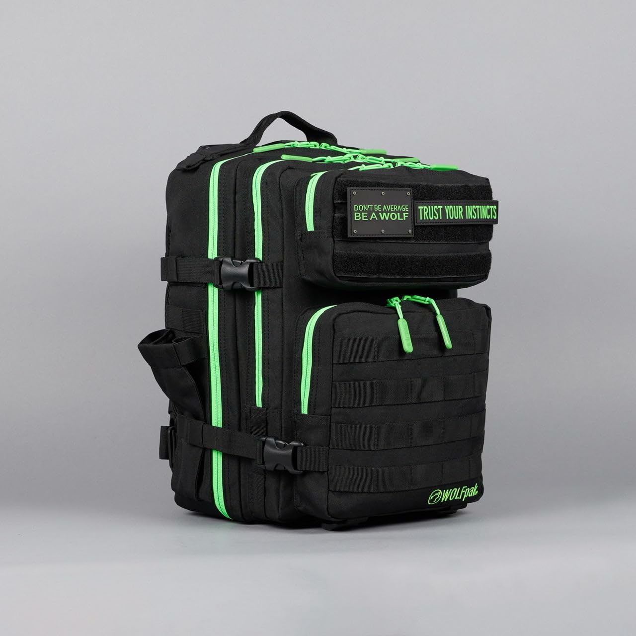 WOLFpak 25L Tactical Backpack - Durable Waterproof Hiking Backpack for Men & Women (Black Neon Green) - Perfect for Outdoor Adventures, Travel & Daily Commute