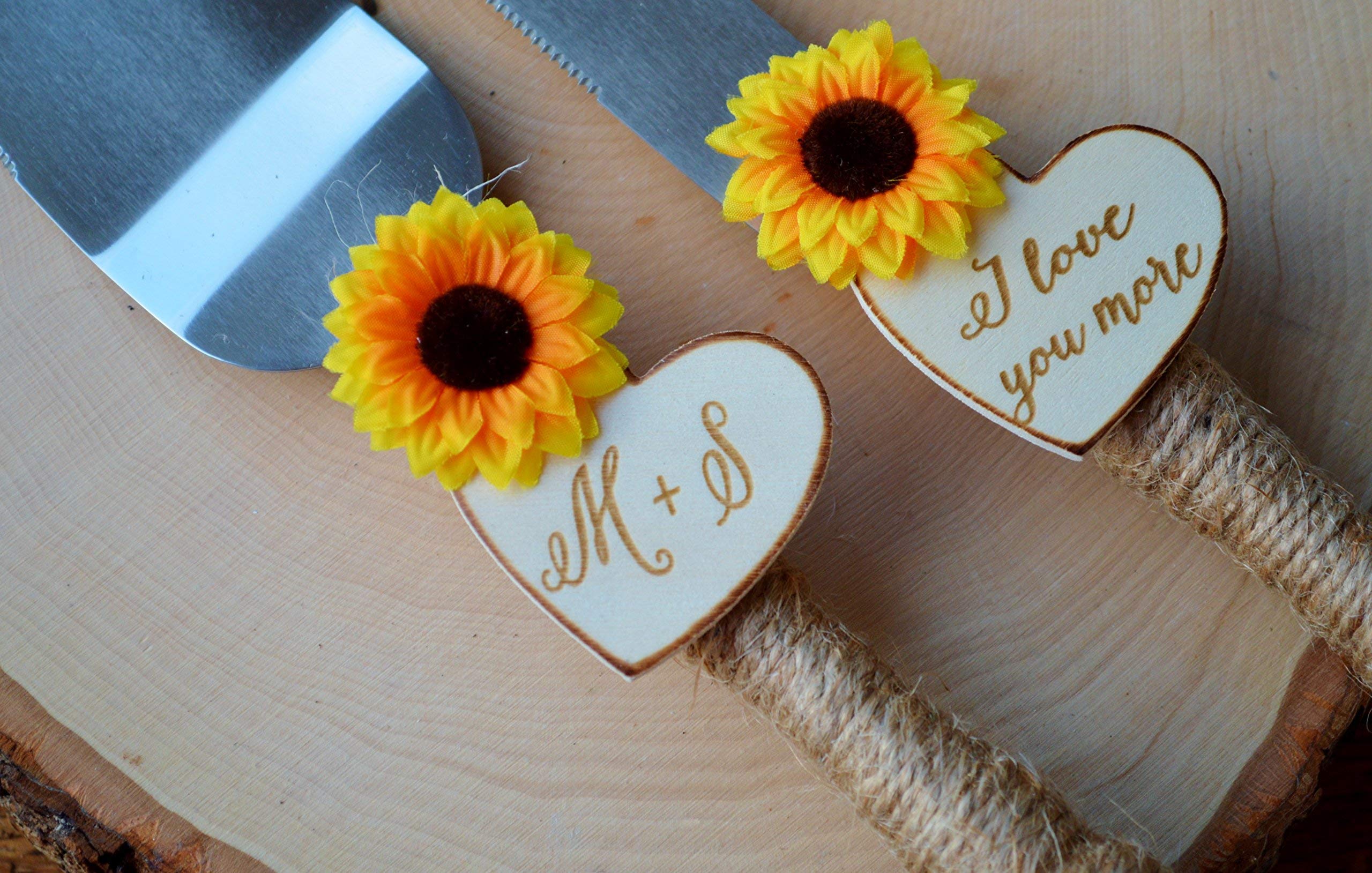 Personalized Sunflower Wedding Cake Knife Set - Fall Wedding Cake Cutter with Engraving - Perfect for Autumn Weddings, Bridal Showers & Anniversary Celebrations