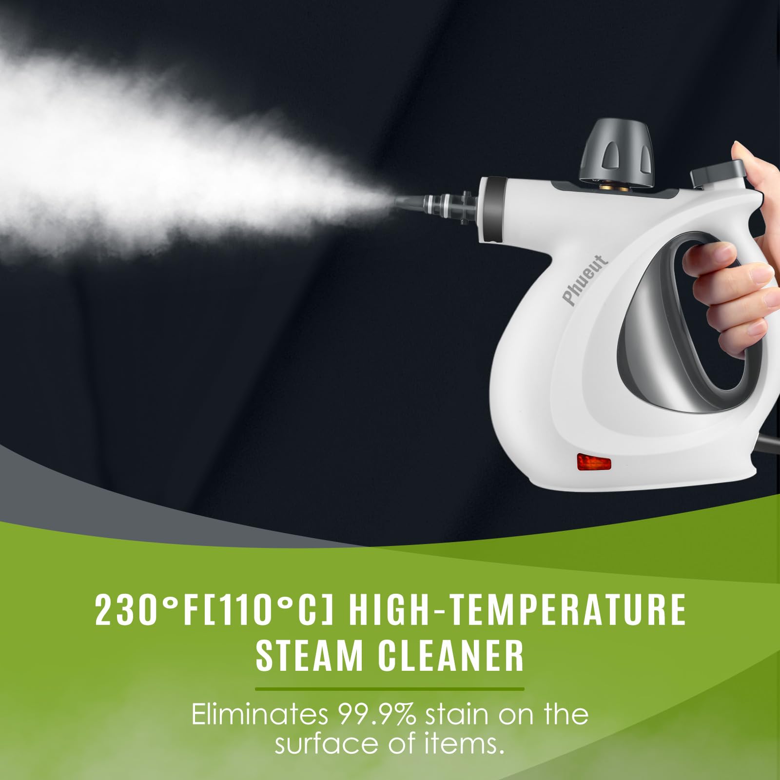 Pressurized Handheld Multi-Surface Natural Steam Cleaner with 12 Accessories - Multi-Purpose Home Steamer for Floors, Upholstery, Grout & Car Detailing | Perfect for Deep Cleaning Kitchens, Bathrooms & Auto Interiors