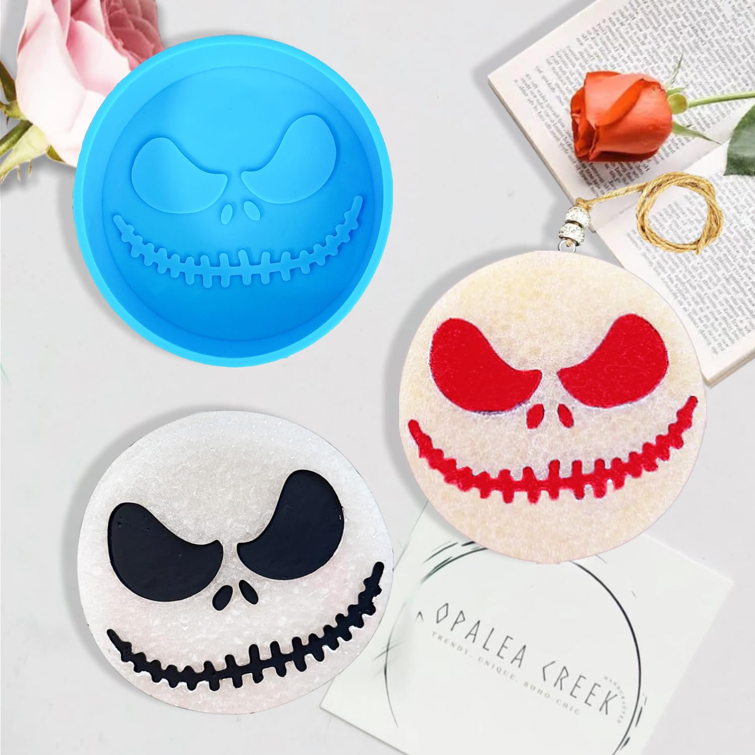 Halloween Nightmare Car Freshie Silicone Mold - DIY Car Air Freshener Supplies Kit for Clay, Candle & Soap Making - Perfect for Car & Home Decoration (Spooky Halloween Decor & Gift Idea)