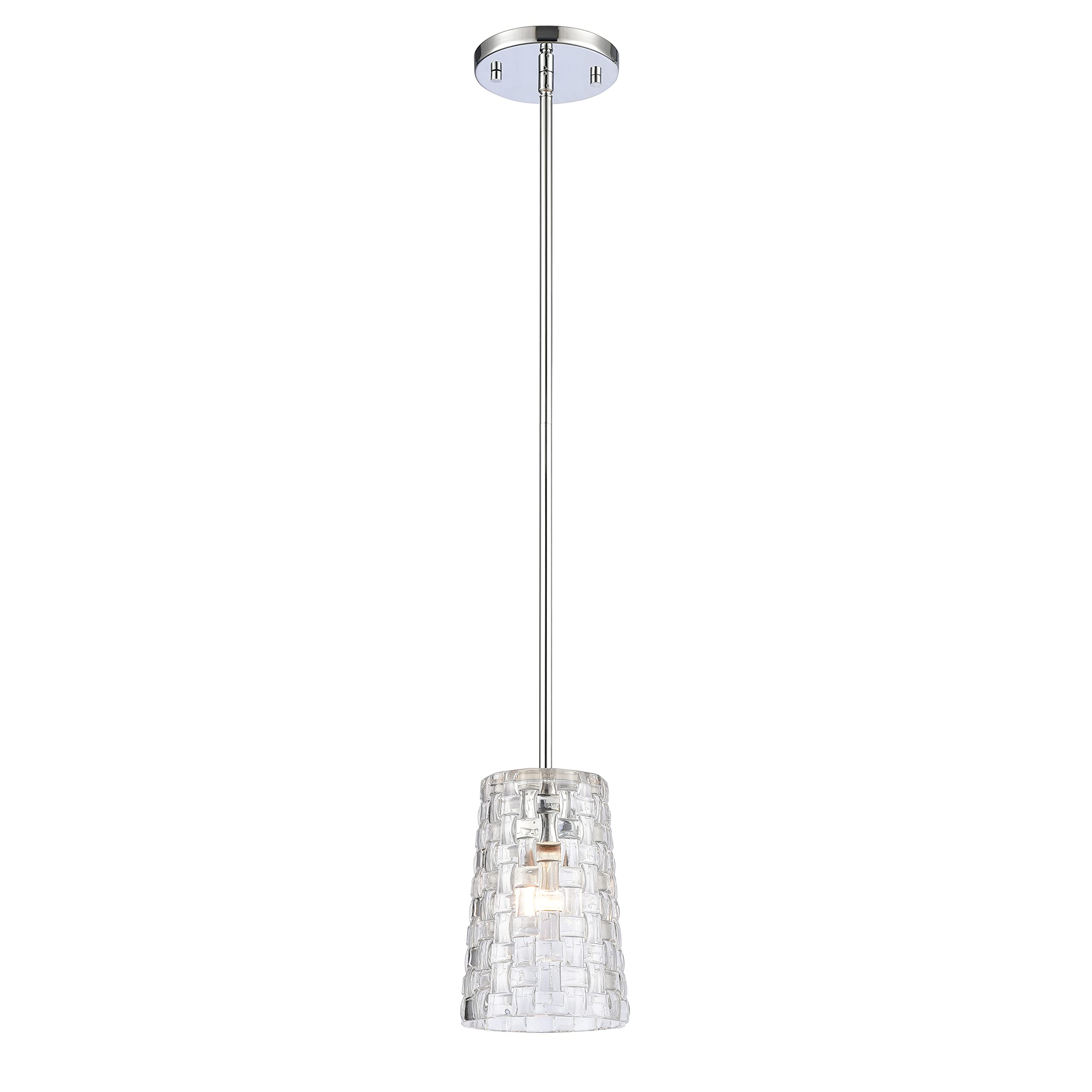 Elk Home Lightweave Mini Pendant Light - 1-Light Polished Nickel Finish with Clear Crystal Cut Glass, Traditional Style Chandelier for Dining Room, Kitchen Island or Entryway Lighting