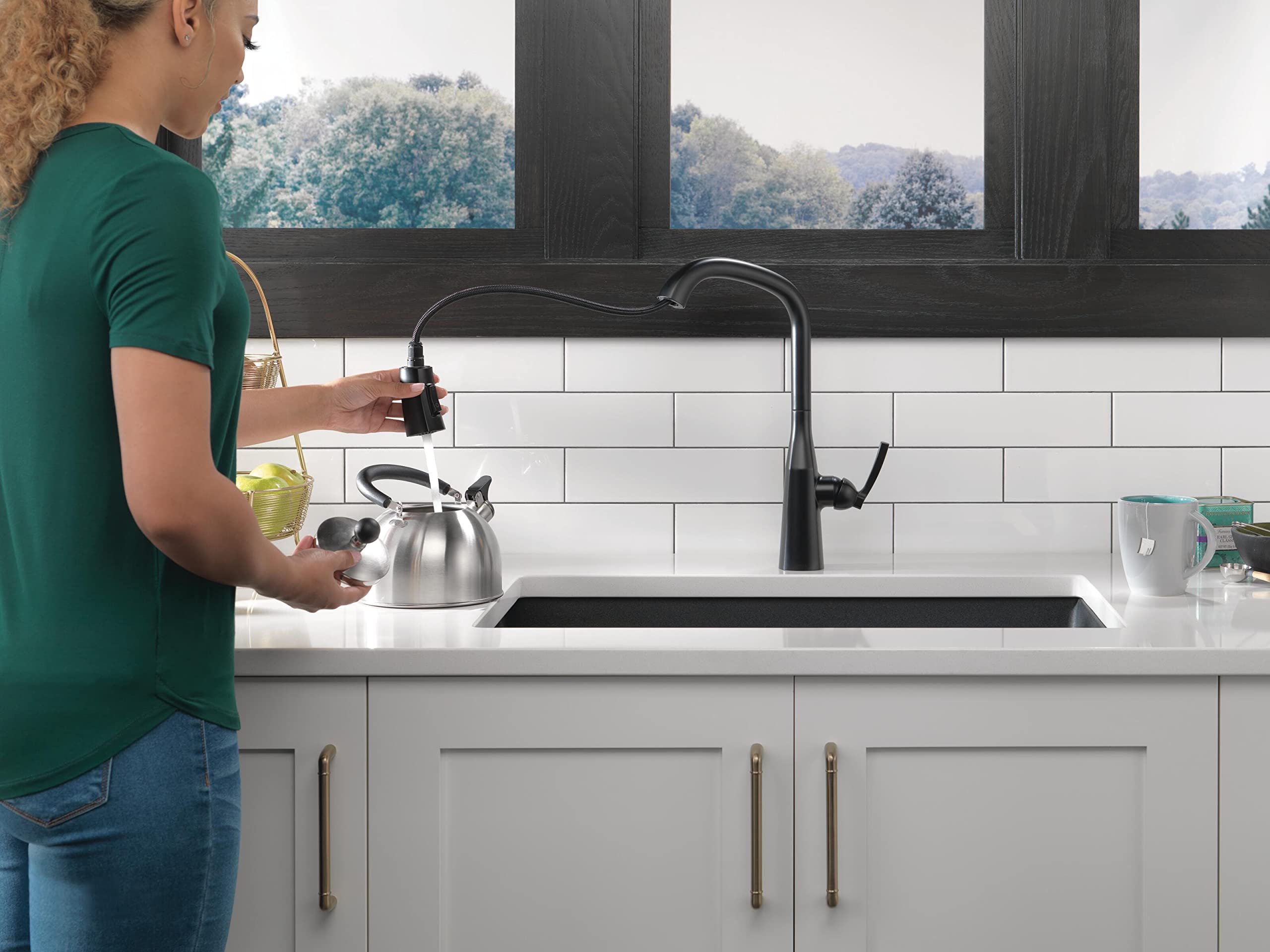 Stryke Matte Black Kitchen Faucet with Pull Down Sprayer & Magnetic Docking - Includes Soap Dispenser (Model 9176-BL-DST) - Perfect for Modern Farmhouse & Contemporary Kitchen Upgrades