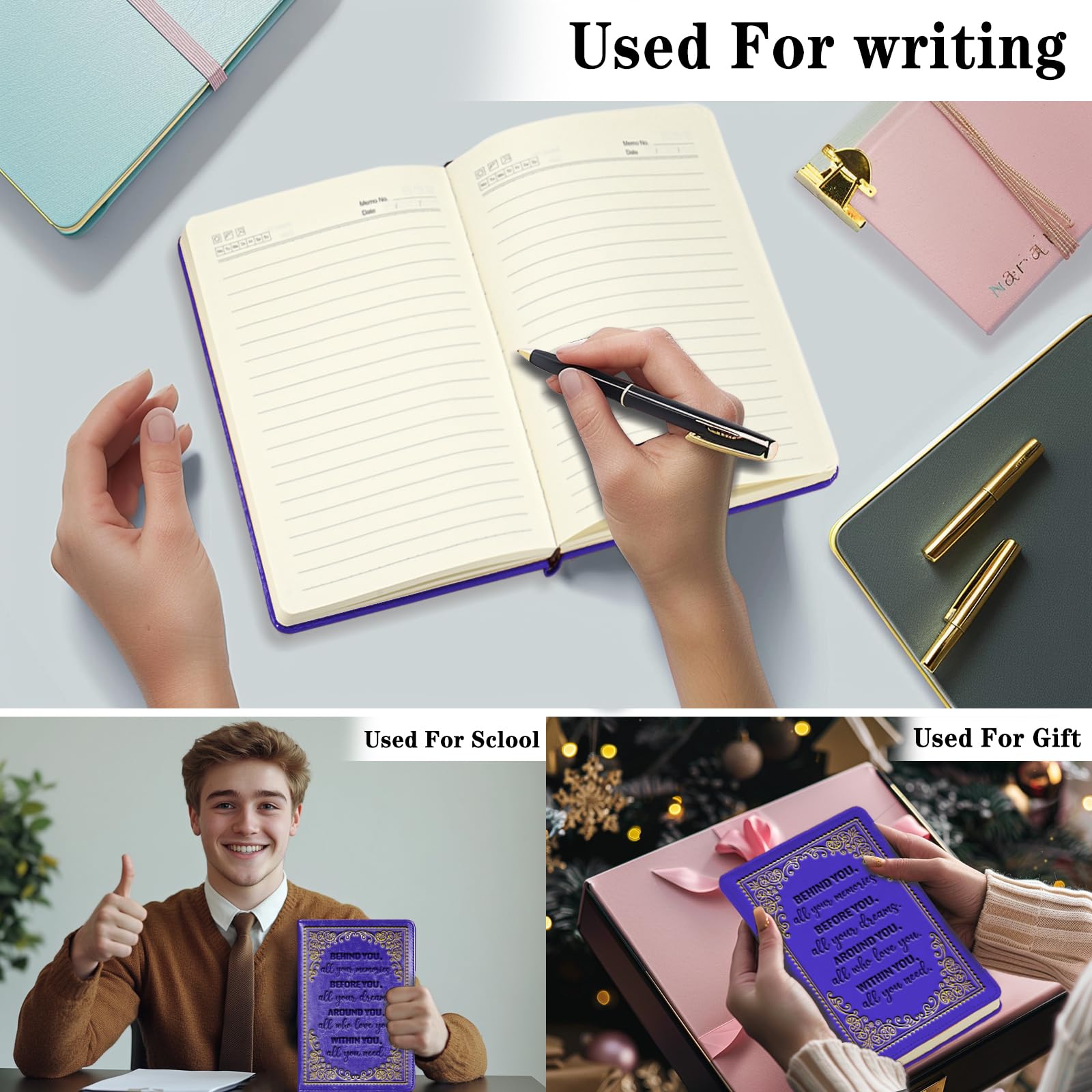 Inspirational Leather Journal - Graduation Gift, Lined Notebook for Memories, 1 Pack Purple - Perfect for Graduation, Appreciation Gifts & Personal Journaling