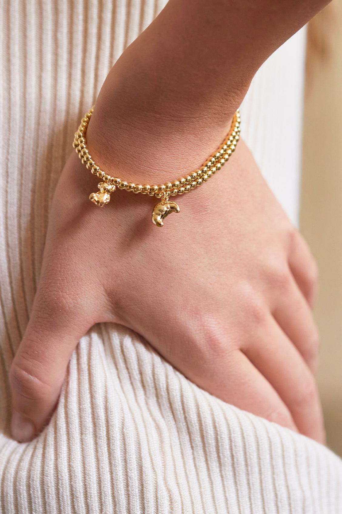 Sienna Beaded Teddy Bear Charm Bracelet for Women - Cute Adjustable Beaded Bracelet with Teddy Bear Pendant - Perfect Gift for Girls, Teens, Best Friends, Birthday, Valentine's Day