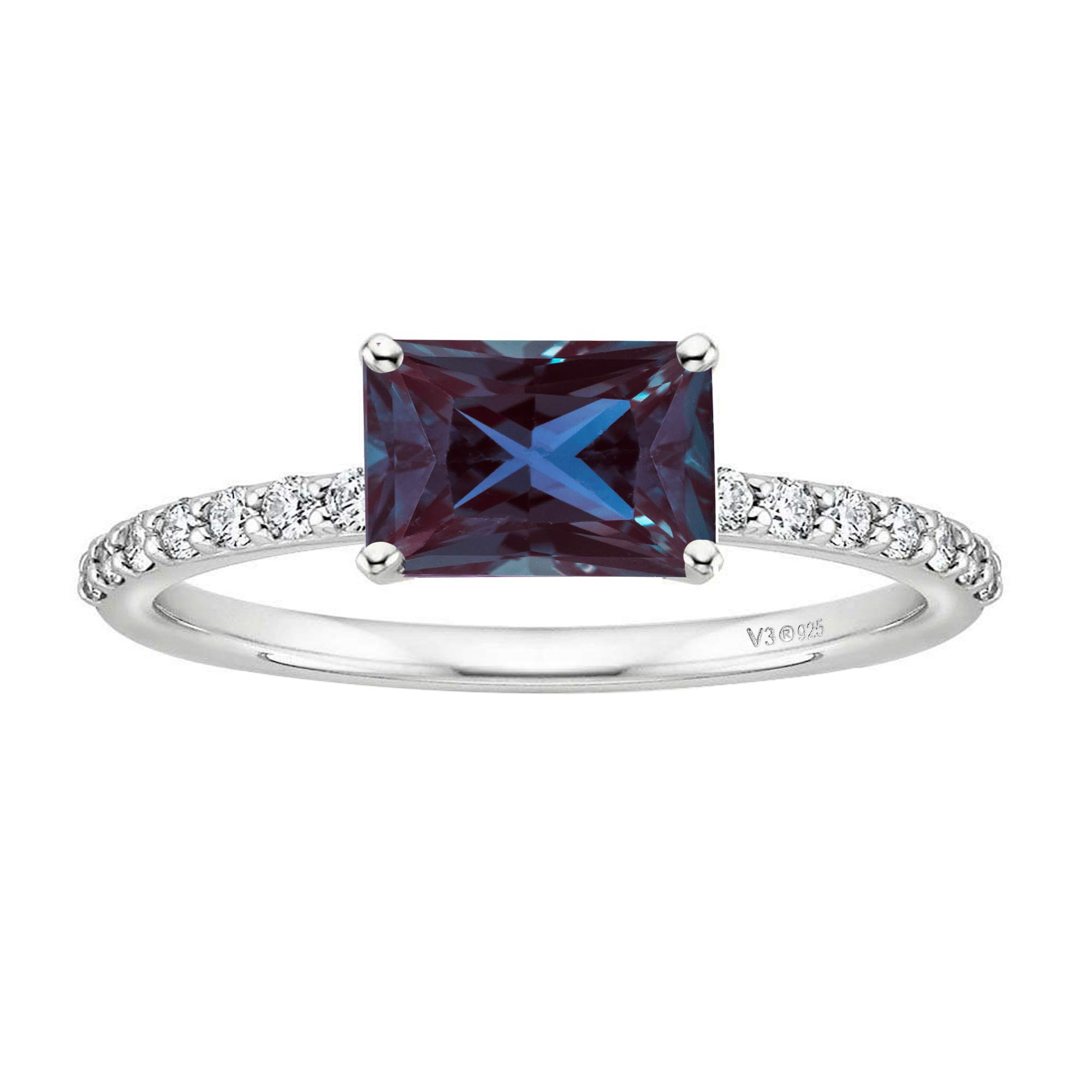 Exquisite Sterling Silver Engagement Ring with Color Changing Alexandrite & White Topaz | Perfect for Proposals, Weddings & Anniversary Gifts