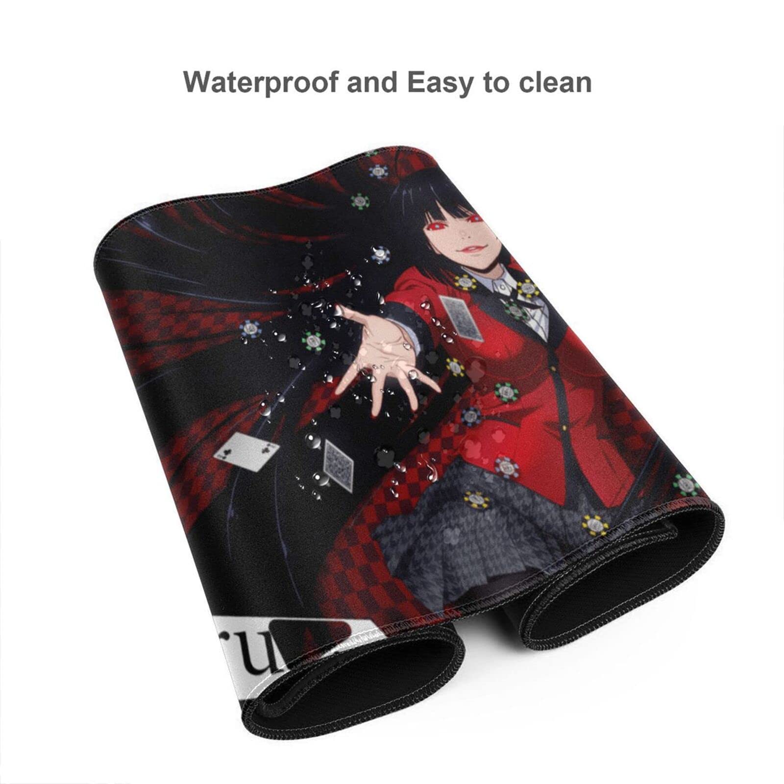 Premium 3D Printed Yumeko Jabami Anime Gaming Mouse Pad - Non-Slip Rubber Base, Stitched Edges, Foldable Design (15.8x35.5 inches) for PC, Laptop, Desktop - Perfect for Anime Fans & Esports Gamers