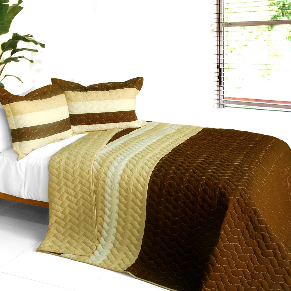 Misty Forest 3-Piece Vermicelli-Quilted Patchwork Comforter Set - Full/Queen Size Bedding for Cozy Bedroom Decor | Perfect for Guest Rooms, Master Bedrooms & Dorm Rooms