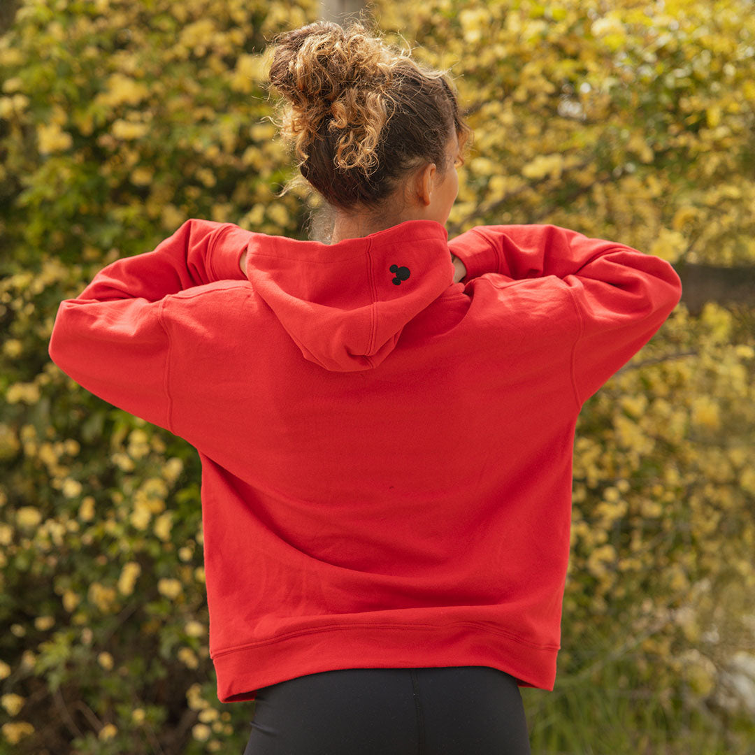 Disney Mickey Mouse Boyfriend Hoodie - Red Sweatshirt for Women | Cozy Pullover for Casual Wear & Lounge