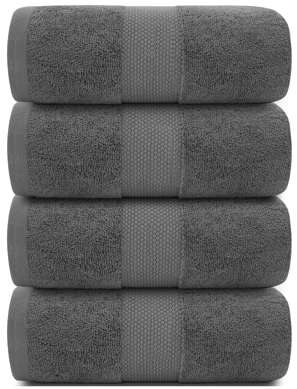 Premium 100% Cotton Luxury Bath Towels Set of 4 - Extra Large 27x54 Inch, 700 GSM Ultra Soft & Absorbent - Hotel Quality Bathroom Towels for Spa, Gym, Pool & Guest Use (Gray)