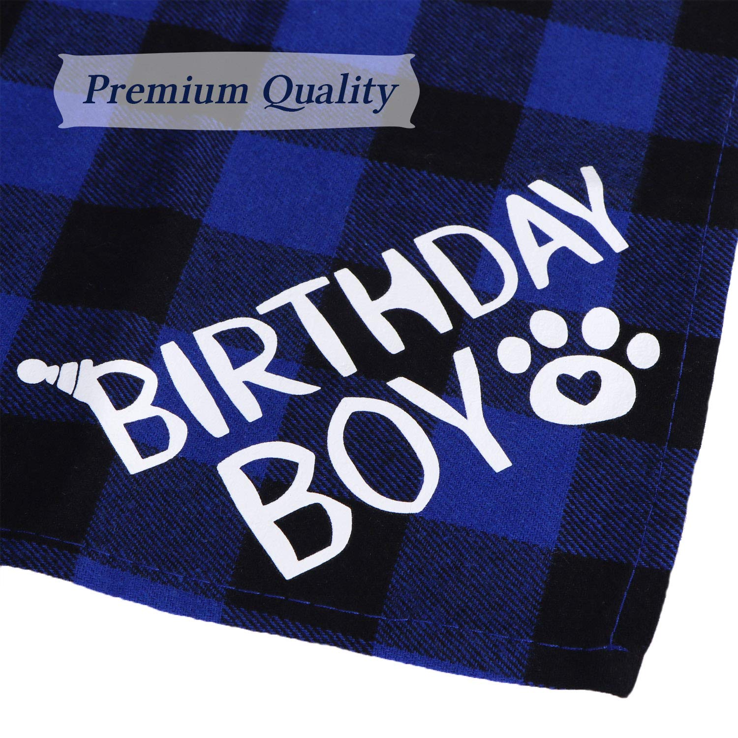 STMK 2 Pack Dog Birthday Bandanas - Cute Plaid Triangle Scarves for Birthday Boy & Girl Puppies | Perfect for Dog Birthday Parties, Photo Shoots & Special Occasions
