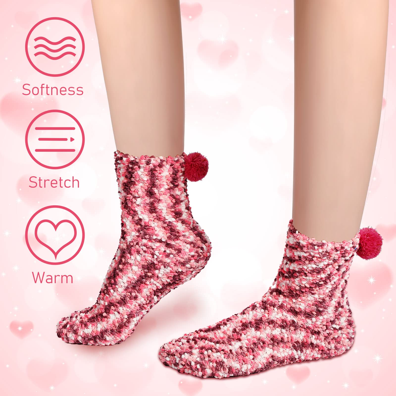 SATINIOR 4 Pairs Valentine's Day Cupcake Socks for Women - Soft Fuzzy Fluffy Socks Set, DIY Birthday Gift for Her, Girlfriend, Daughter | Perfect for Christmas, Anniversary & Cozy Home Wear