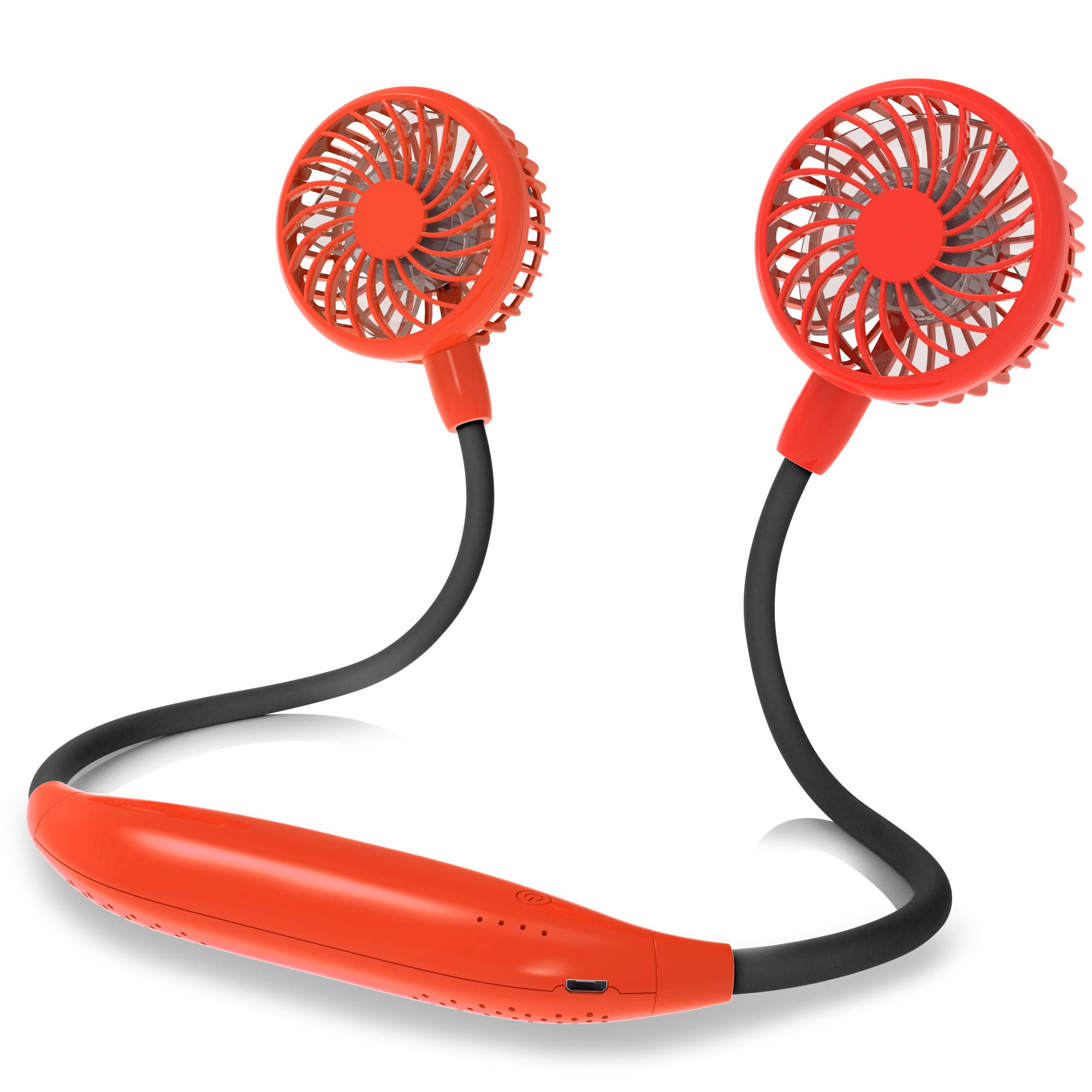 Portable Neck Fan with 2600mAh Battery - Ultra Quiet Hands-Free USB Personal Fan with 6 Speed Settings, 360° Adjustable & Strong Wind - Wearable Cooling Fan for Home, Office, Outdoor, Travel, Gym & Summer Activities (Red)