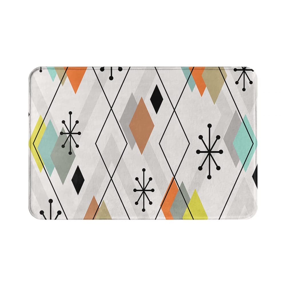 Non-Slip Bath Mats for Bathroom - Mid Century Modern Scattered Diamonds Design, Washable Absorbent Bath Rug for Kitchen, Bedroom & Indoor Use (16x24 Inches) - Perfect for Spa-Like Relaxation & Home Decor
