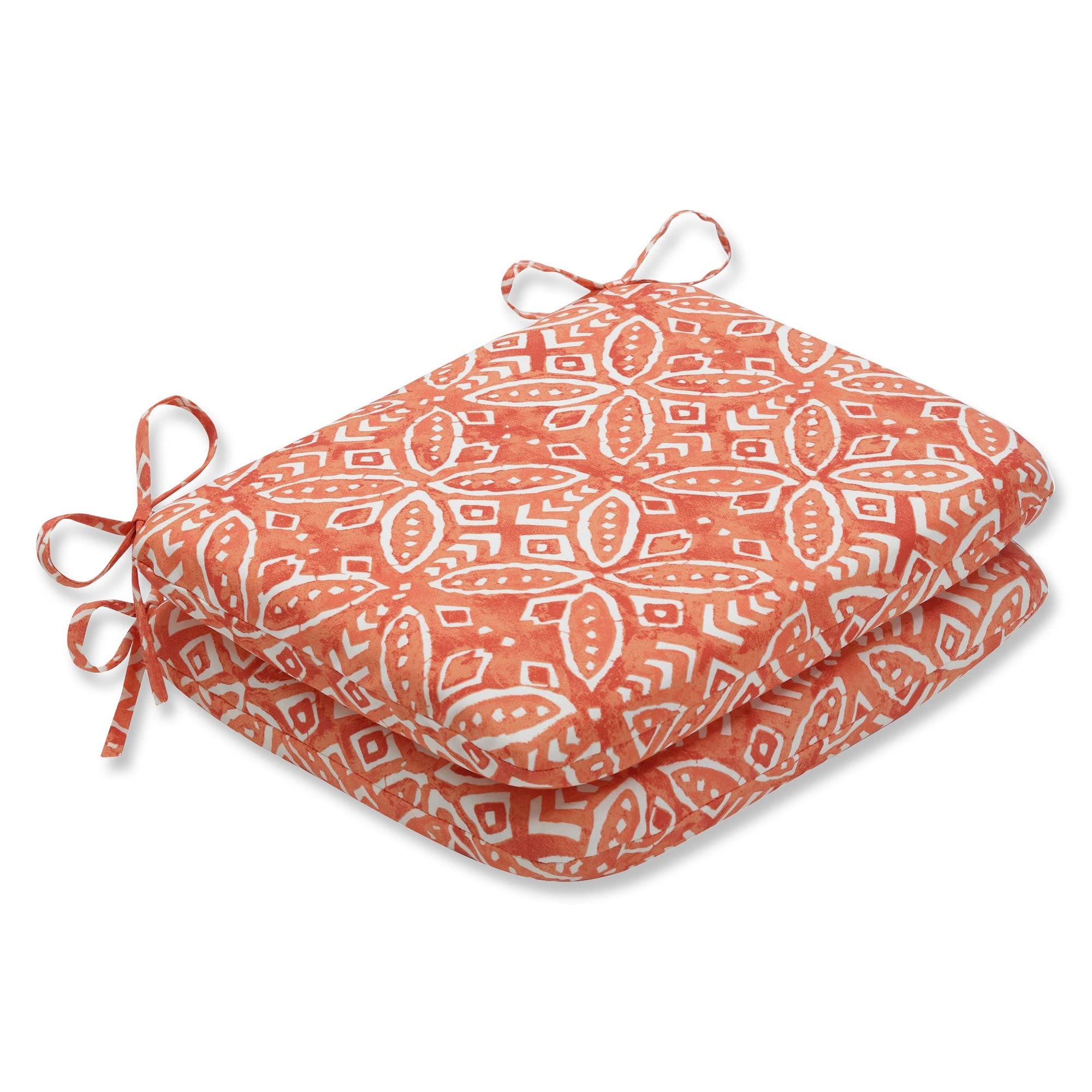 Set of 2 Orange & White Modern Outdoor Patio Cushions - 18.5