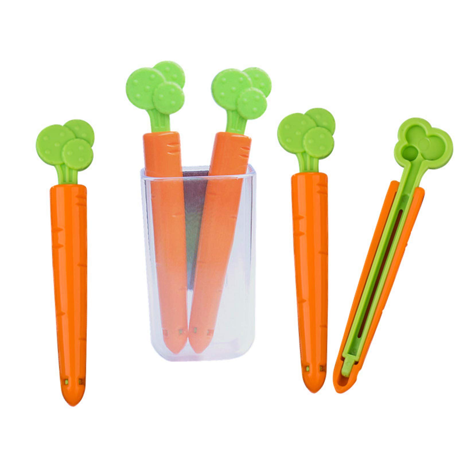 Amkya 5/10/20Pcs Reusable Carrot-Shaped Food Bag Clips - Airtight Sealing Clamps for Snacks, Chips & Kitchen Storage - Keep Food Fresh Longer (Perfect for Pantry Organization & Picnic Prep)