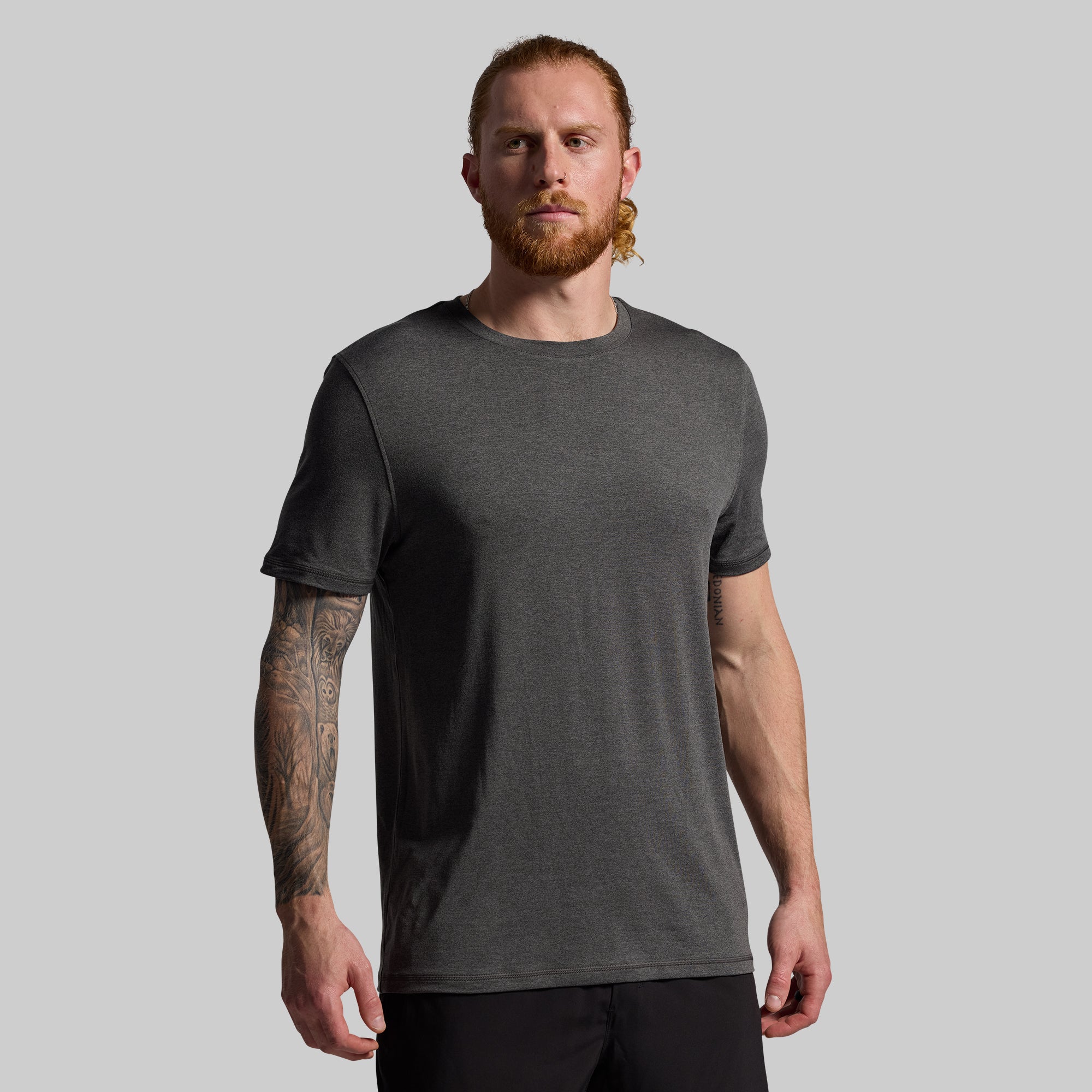 BP Premium Basic Crew Neck T-Shirt for Men - Soft Cotton Comfort Fit (Charcoal) - Perfect for Casual Wear, Layering & Everyday Outfits