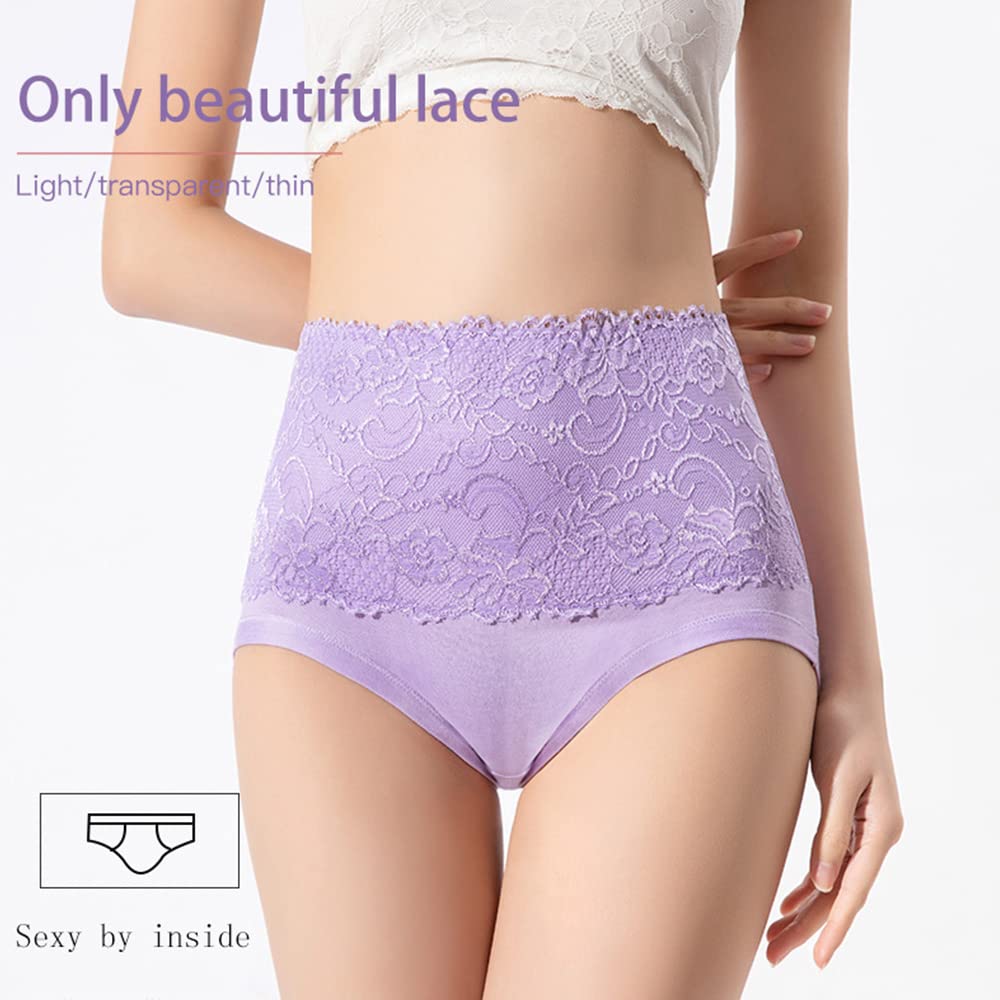 Women's High Rise Underwear - Full Back Coverage Stretchy Briefs with Floral Pattern, 4-Pack | Comfortable & Breathable for Everyday Wear, Yoga & Sleep