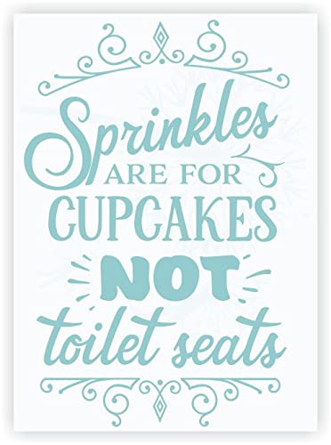 Funny Bathroom Wall Decals - Cupcake Sprinkles Not Toilet Sticker Art 36x23 Inch - Waterproof Vinyl Decor for Beach House, Powder Room & Kids Bathroom - Humorous Home Decor for Parties & Coastal Themed Spaces
