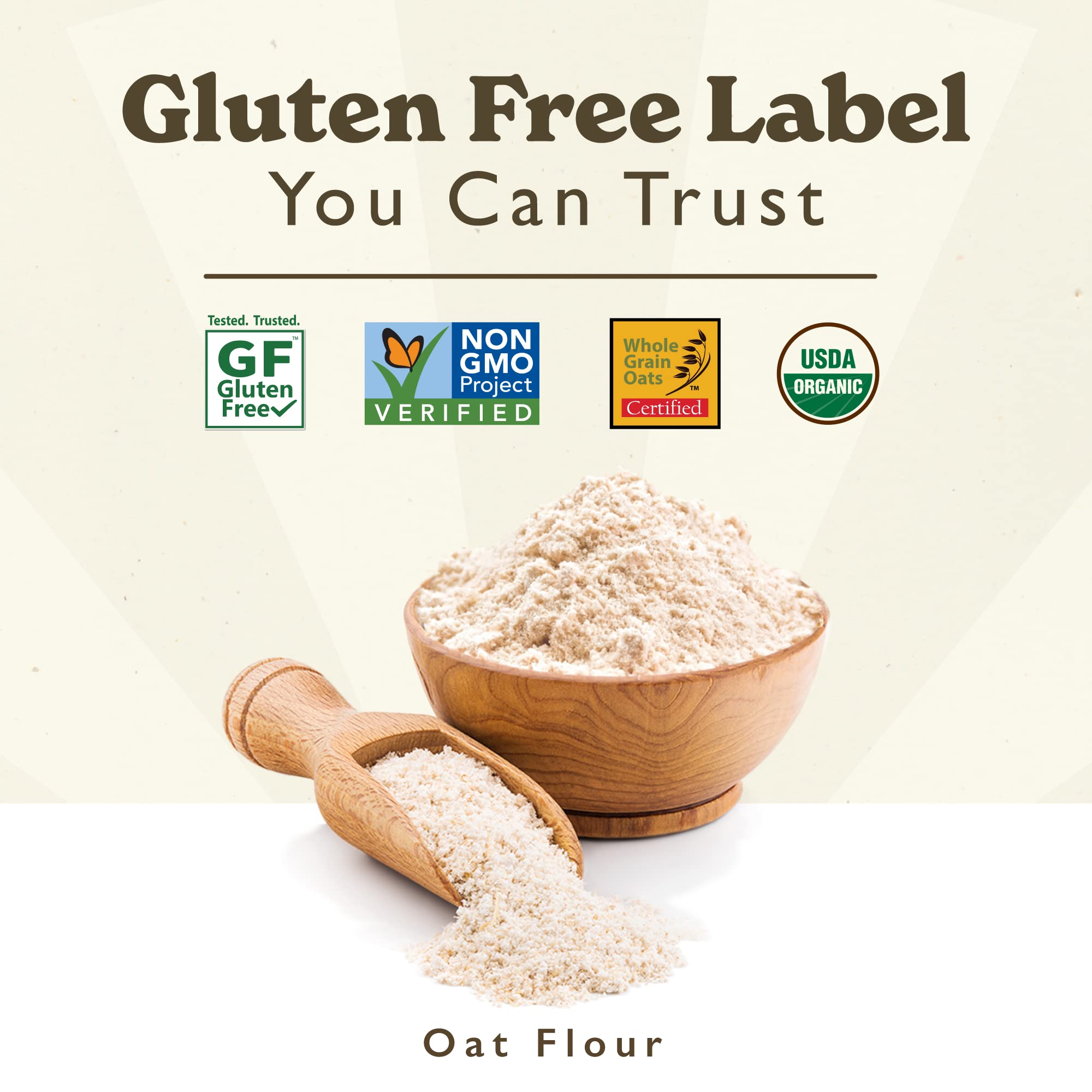 GF Harvest Gluten Free Organic Whole Grain Oat Flour - 32 Ounce (2 Pack) | USDA Certified | Perfect for Baking, Smoothies & Healthy Recipes
