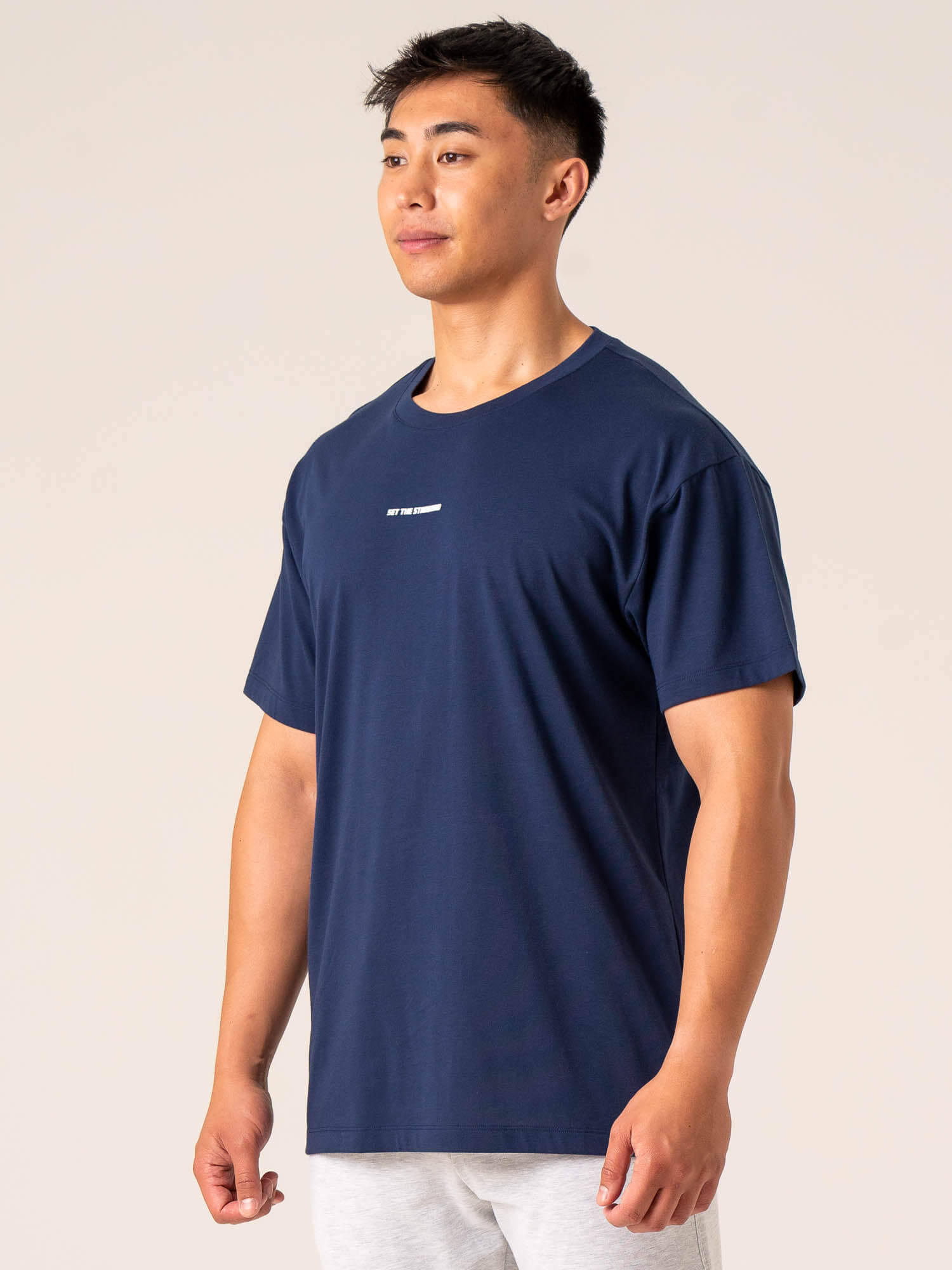 Emerge Oversized T-Shirt for Women - Soft & Comfortable Navy Blue Cotton Tee - Perfect for Casual Wear, Loungewear & Street Style