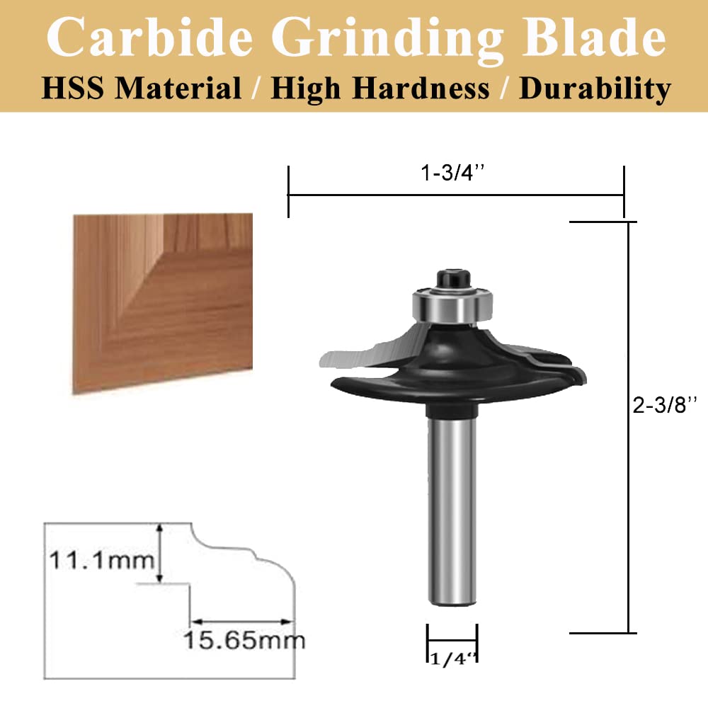 Professional 1/4 Inch Shank Router Bit Set - TAIWAIN Woodworking Bits for Door & Drawer Front Edging, Miter Frame, Crown Molding - F-35XD12 - Perfect for Cabinet Making, Furniture Building, and DIY Wood Projects