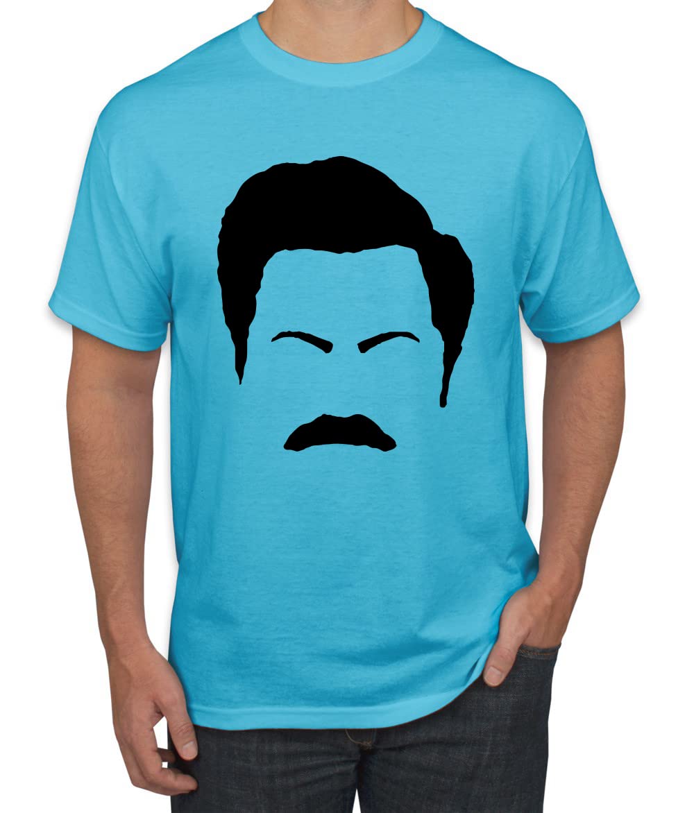 Ron Swanson Mustache Face Silhouette Graphic T-Shirt for Men - Parks and Recreation Pop Culture Fan Tee - Perfect for TV Show Lovers, Comedy Fans & Casual Wear