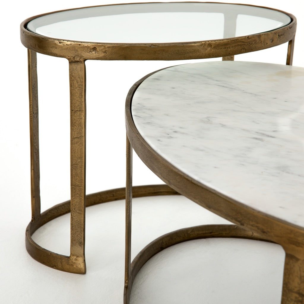 Modern Calder Nesting Coffee Table Set - 2-Tier Minimalist Side Table for Living Room, Bedroom & Office - Space-Saving Design for Small Spaces