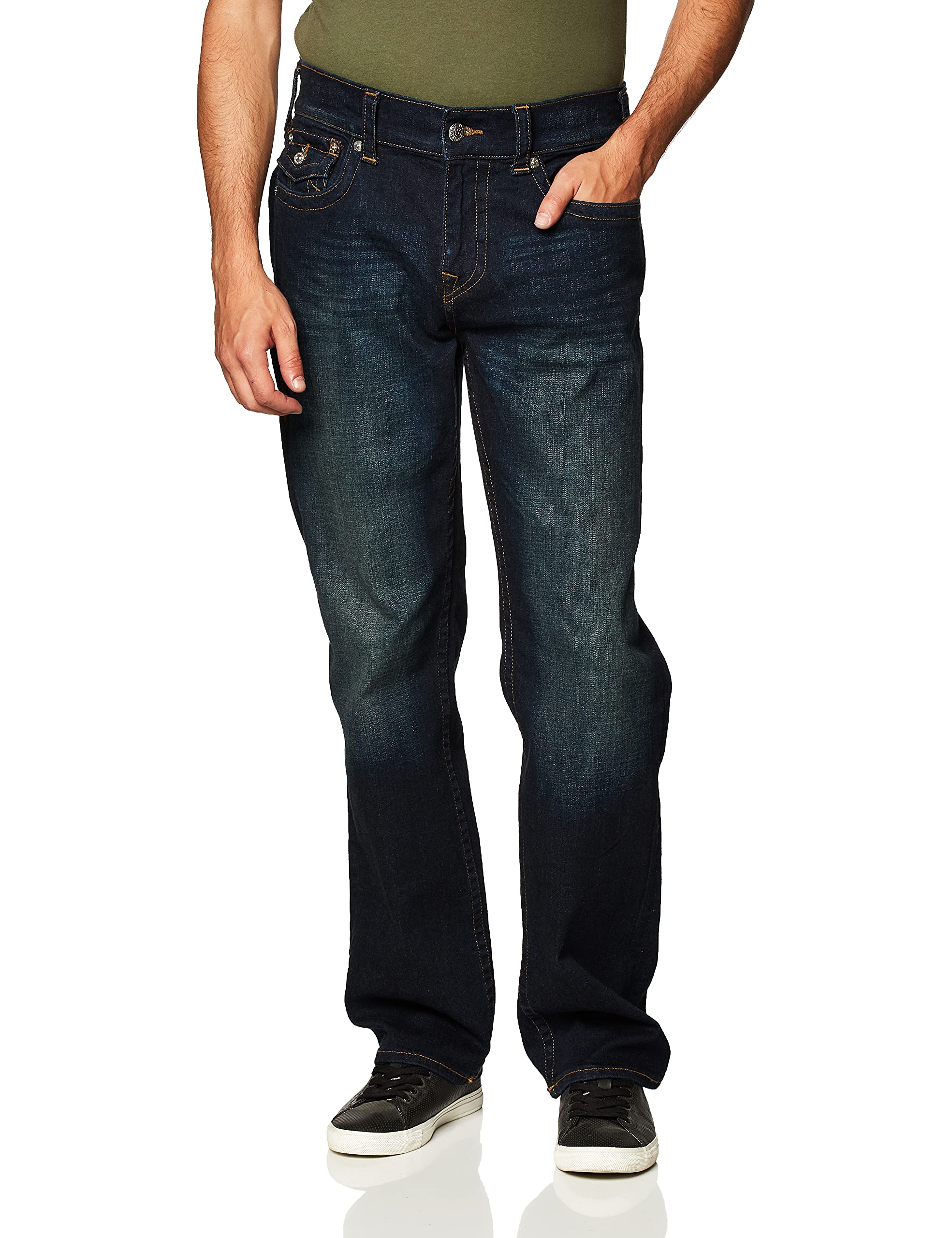True Religion Men's Ricky Straight Leg Jean with Back Flap Pockets - Classic Denim Pants for Casual Wear & Everyday Style | Perfect for Work, Weekend Outings & Date Nights