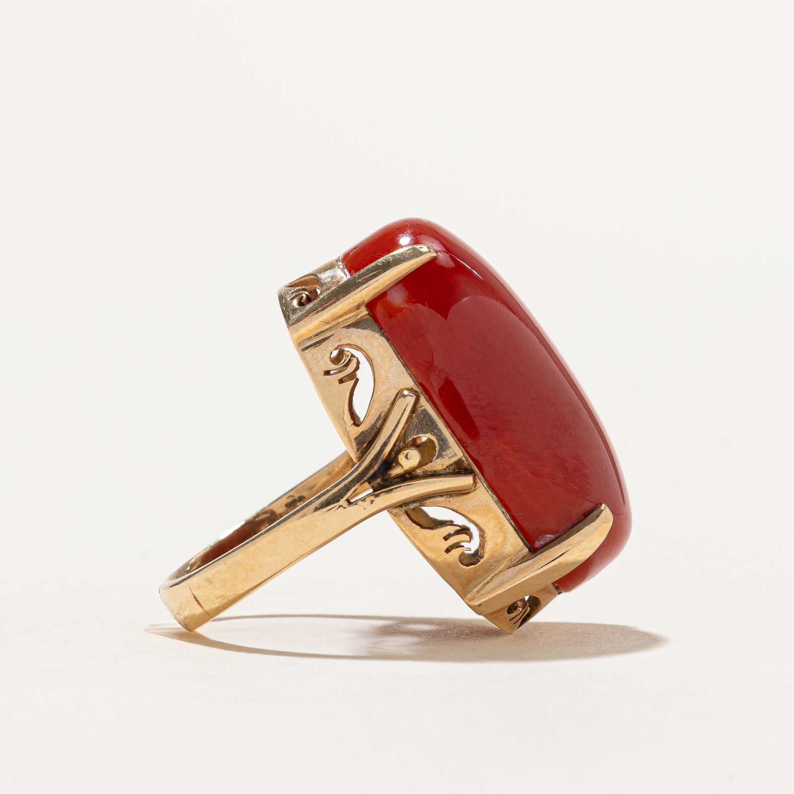 25.00ct Oval Cabochon Red Coral Cocktail Ring - Size 5 | Elegant Statement Jewelry for Parties, Weddings & Special Occasions